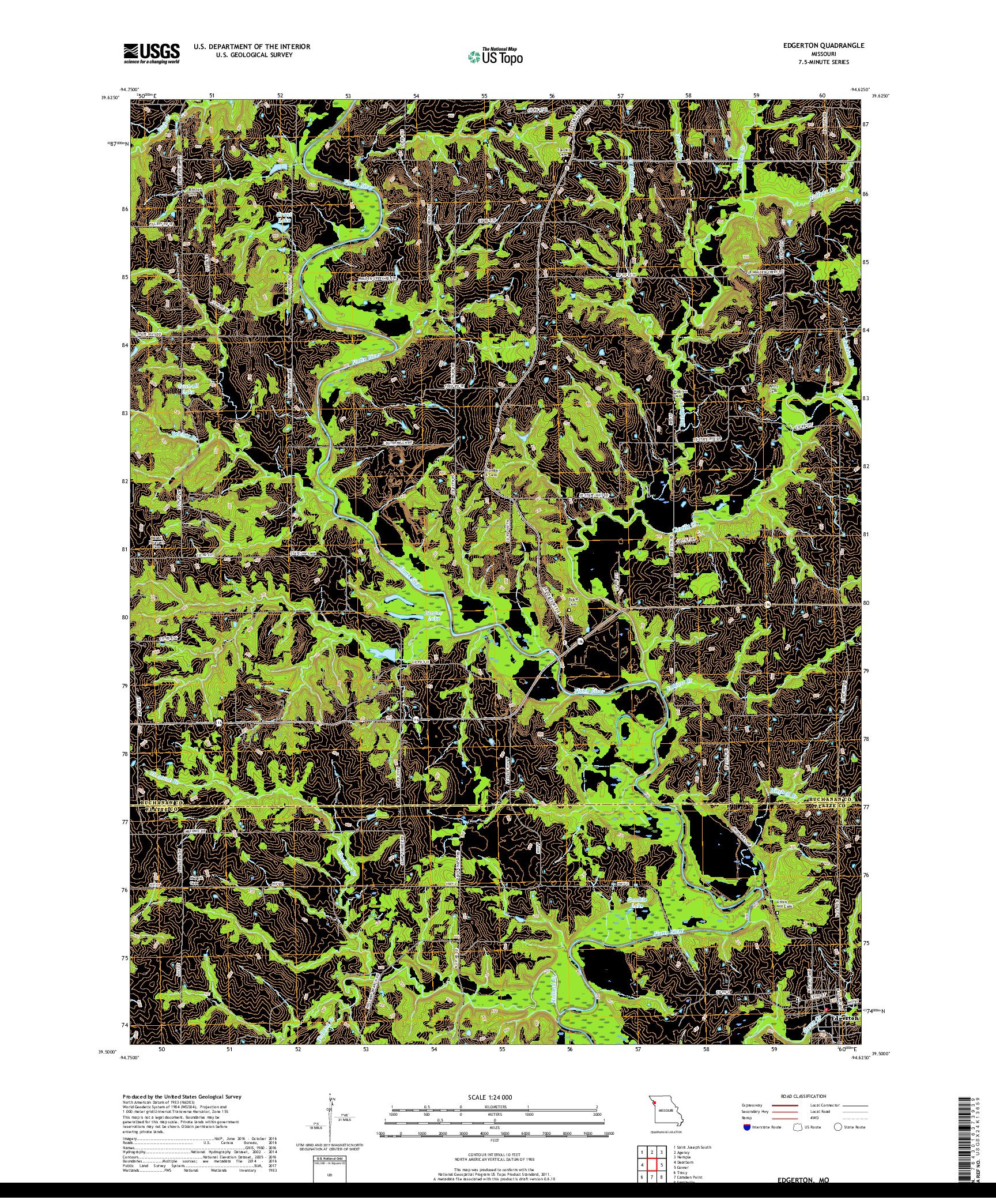 USGS US TOPO 7.5-MINUTE MAP FOR EDGERTON, MO 2017