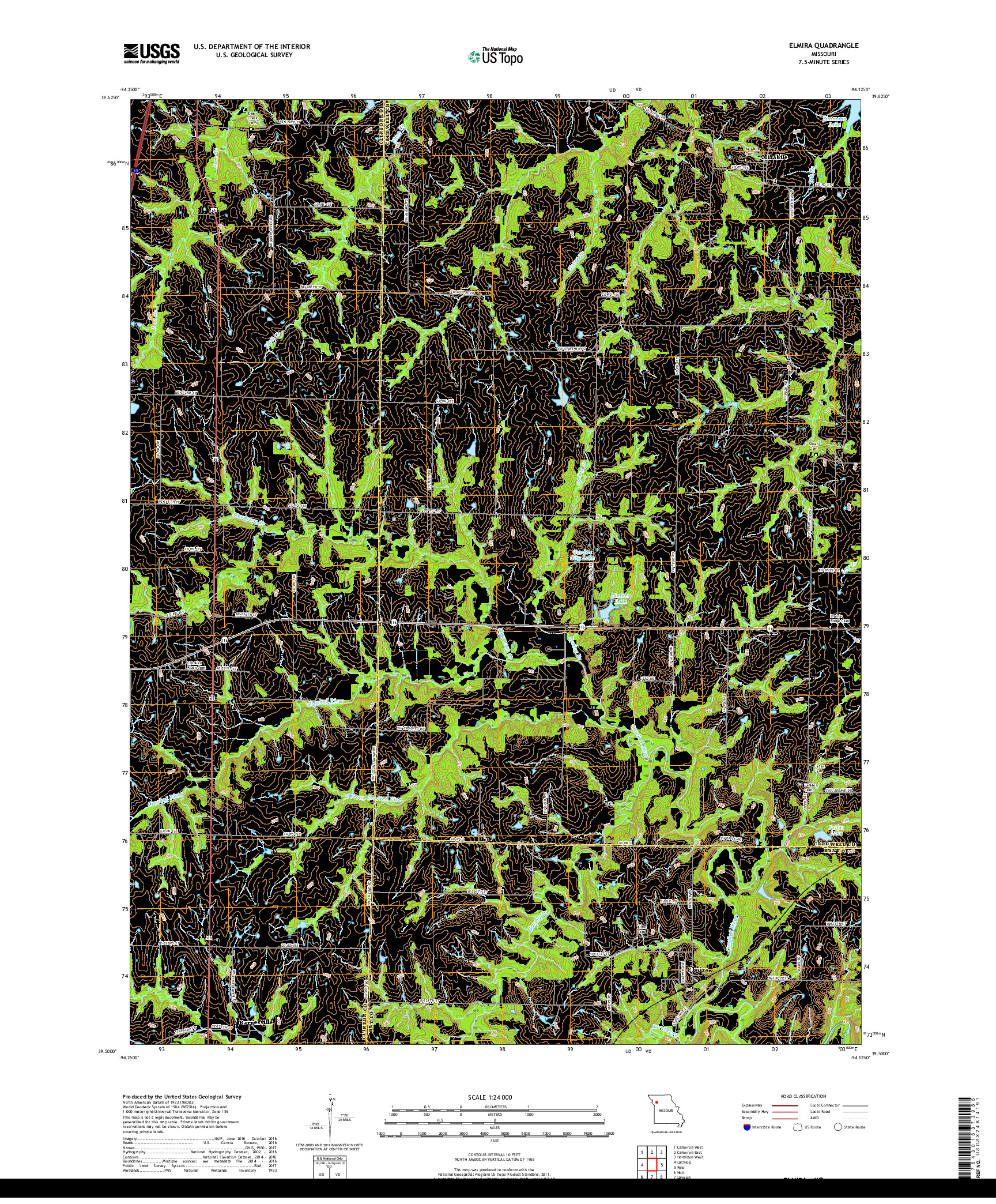 USGS US TOPO 7.5-MINUTE MAP FOR ELMIRA, MO 2017