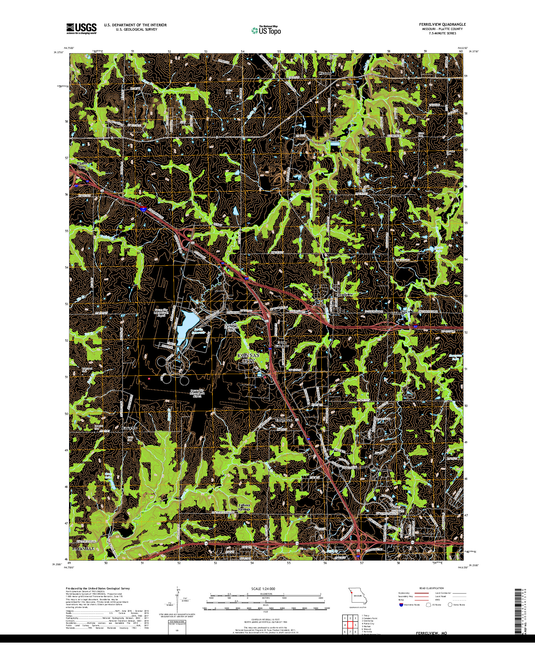 USGS US TOPO 7.5-MINUTE MAP FOR FERRELVIEW, MO 2017