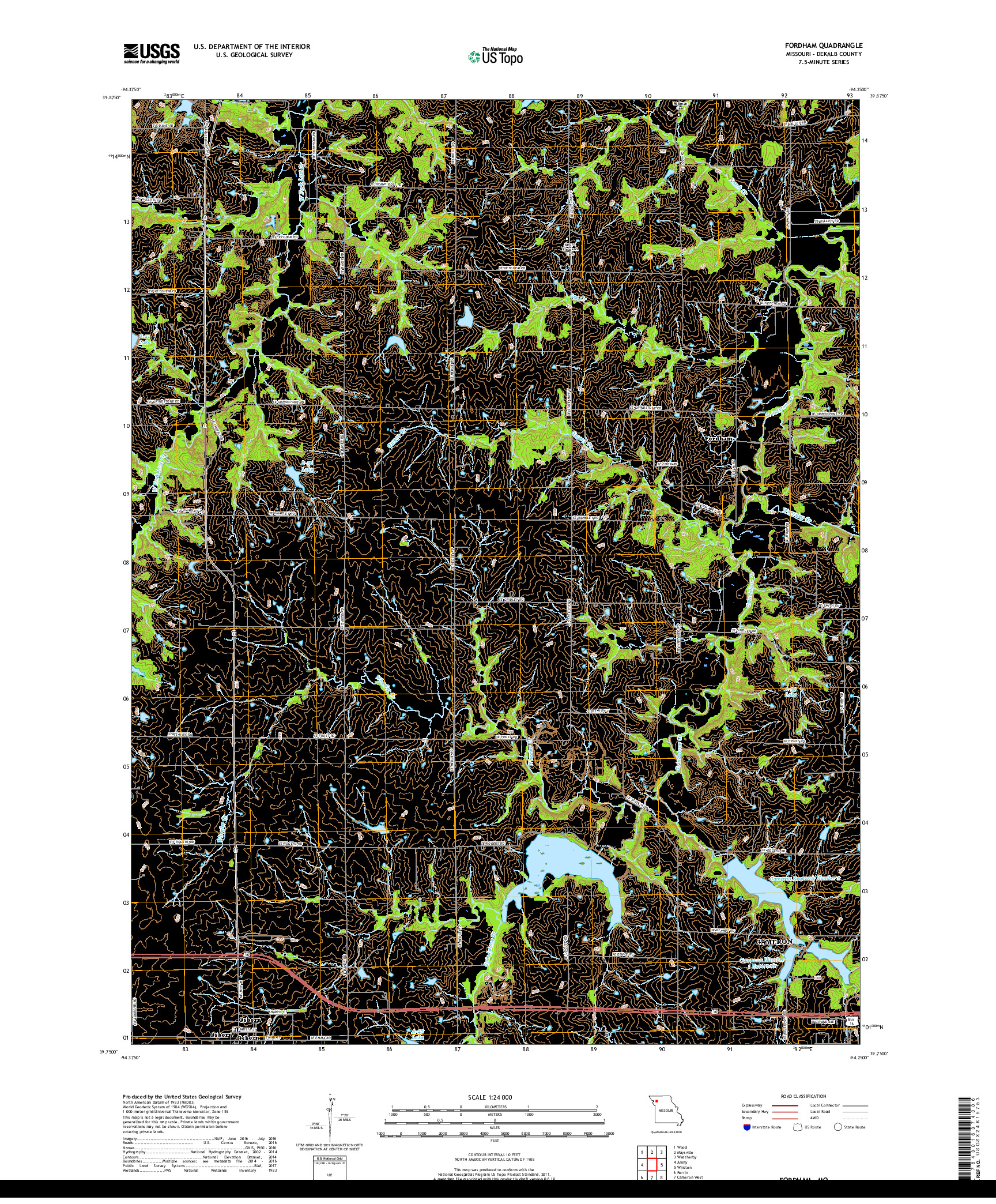 USGS US TOPO 7.5-MINUTE MAP FOR FORDHAM, MO 2017