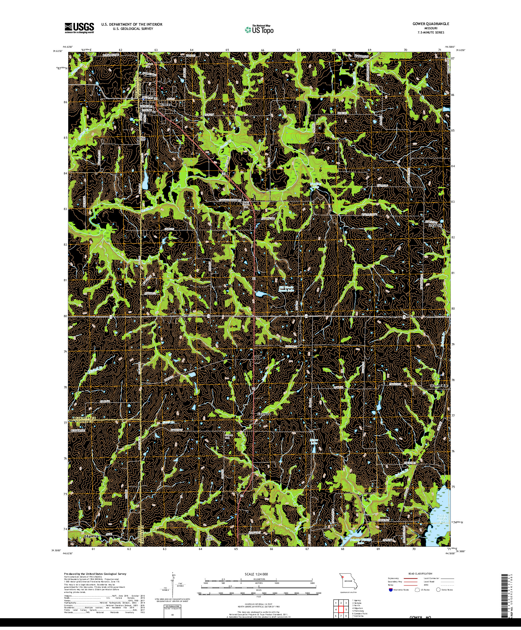 USGS US TOPO 7.5-MINUTE MAP FOR GOWER, MO 2017