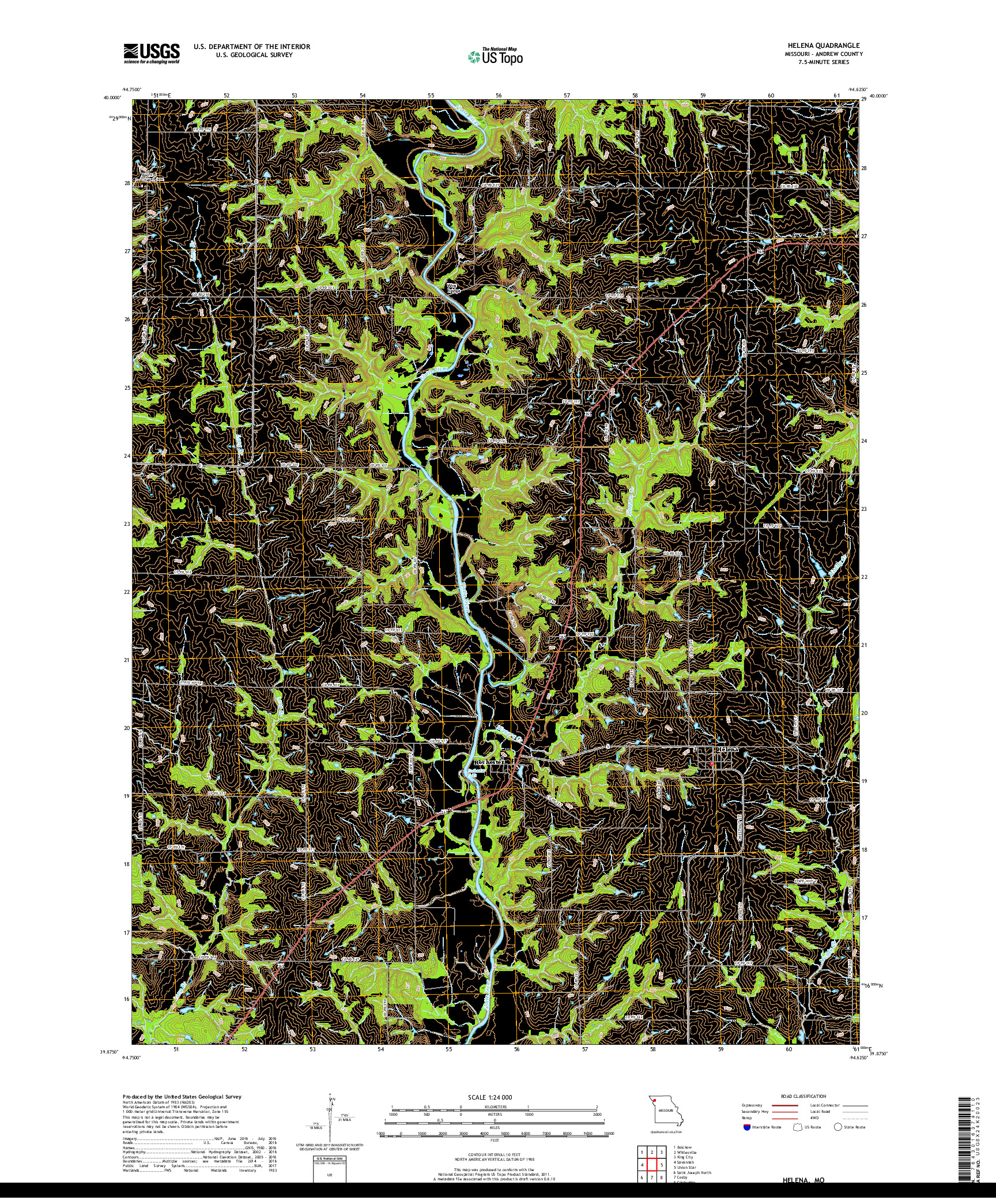 USGS US TOPO 7.5-MINUTE MAP FOR HELENA, MO 2017