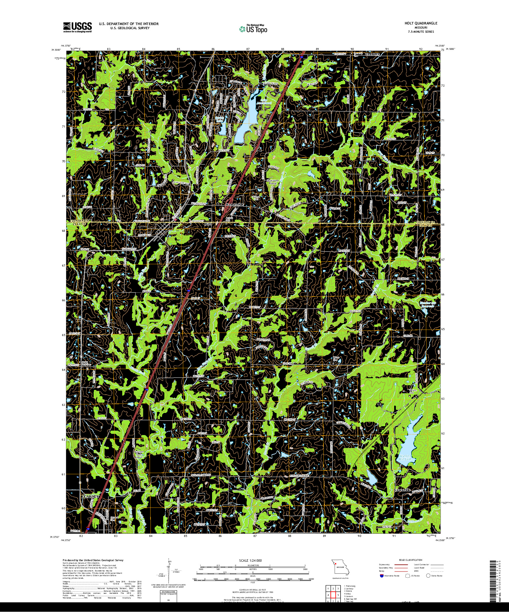 USGS US TOPO 7.5-MINUTE MAP FOR HOLT, MO 2017