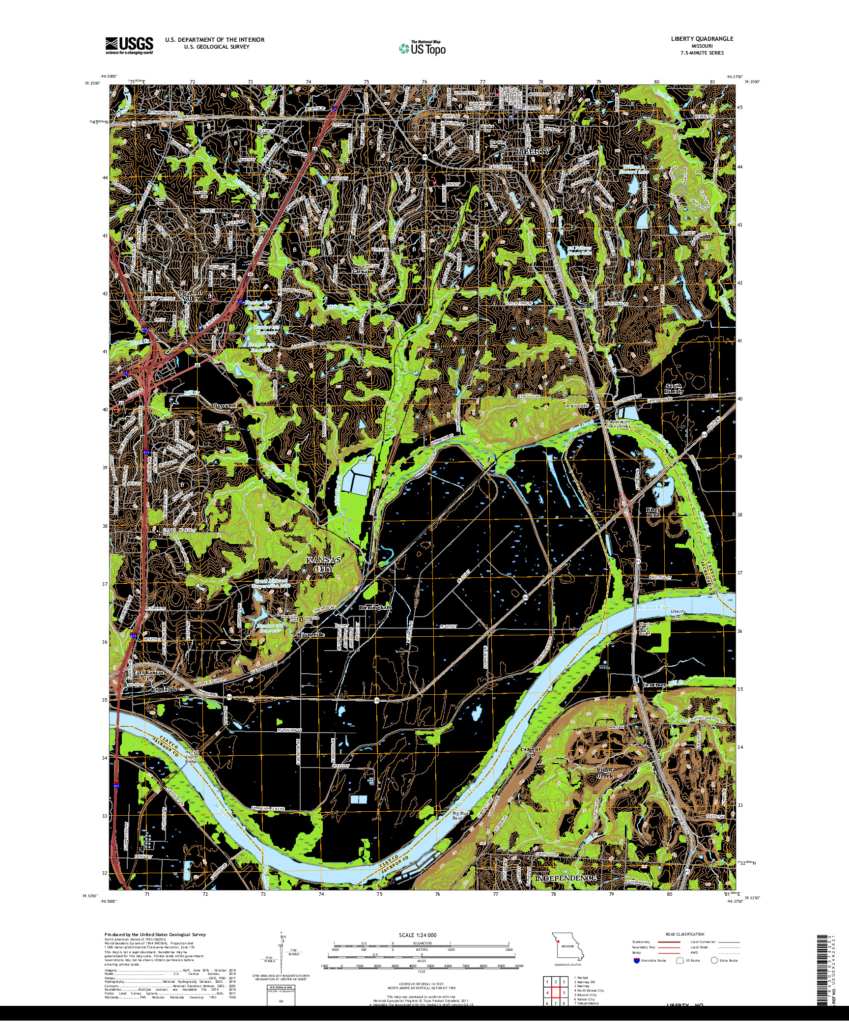 USGS US TOPO 7.5-MINUTE MAP FOR LIBERTY, MO 2017