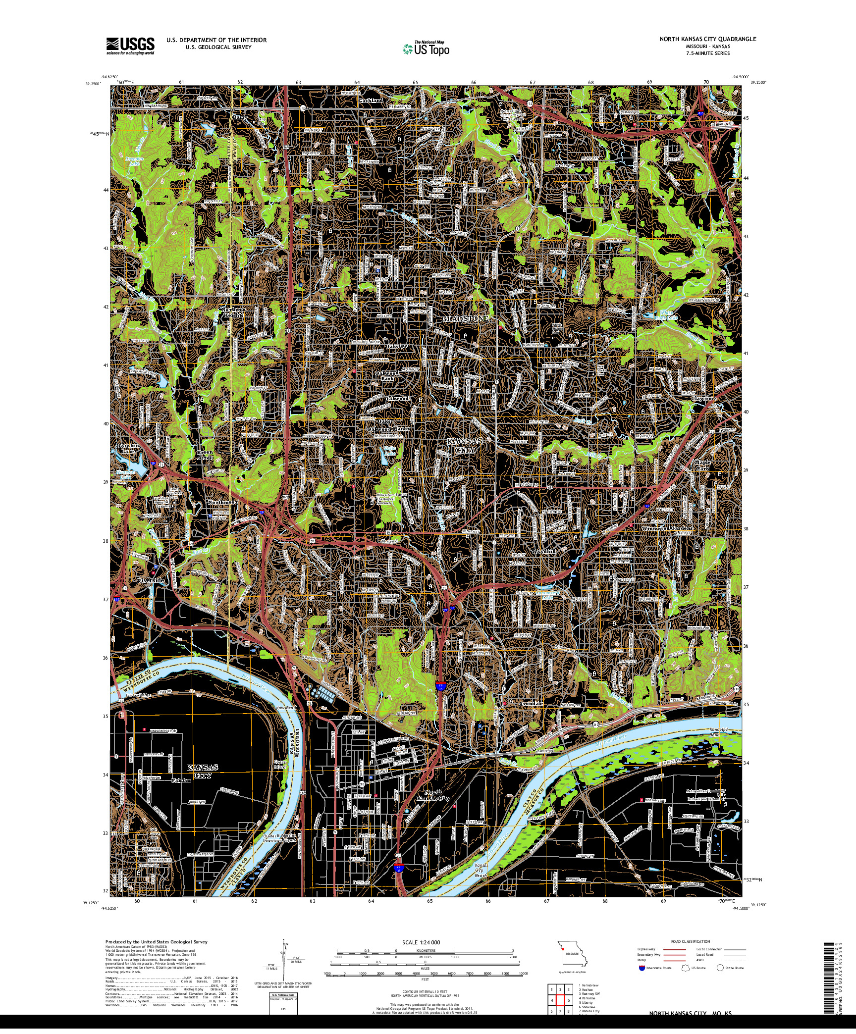 USGS US TOPO 7.5-MINUTE MAP FOR NORTH KANSAS CITY, MO,KS 2017