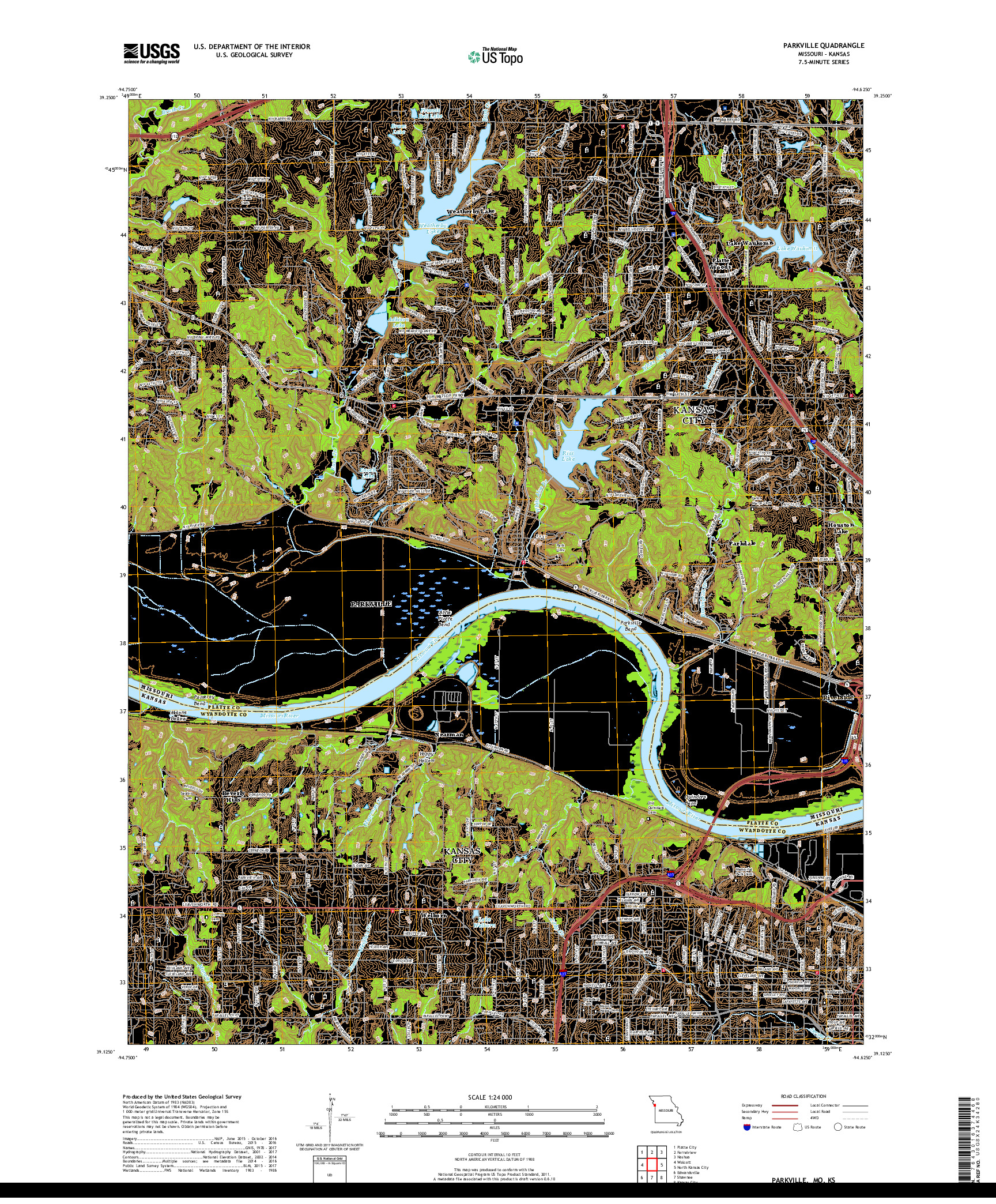 USGS US TOPO 7.5-MINUTE MAP FOR PARKVILLE, MO,KS 2017