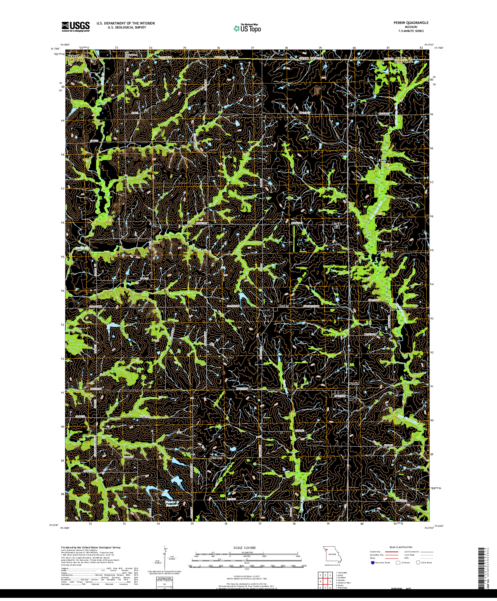 USGS US TOPO 7.5-MINUTE MAP FOR PERRIN, MO 2017