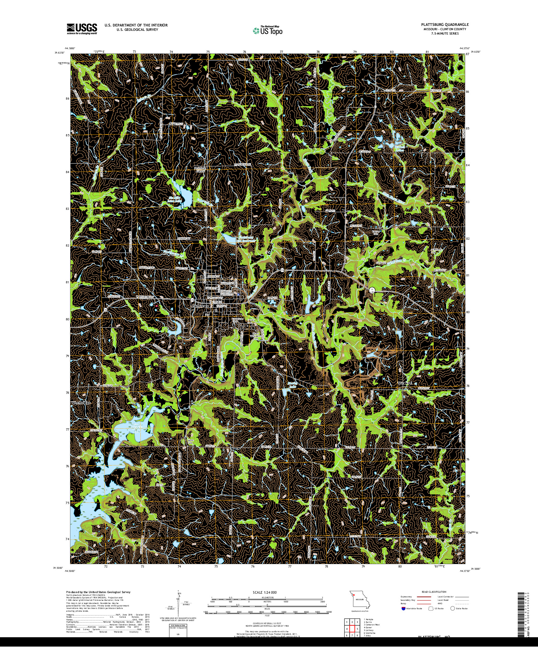 USGS US TOPO 7.5-MINUTE MAP FOR PLATTSBURG, MO 2017