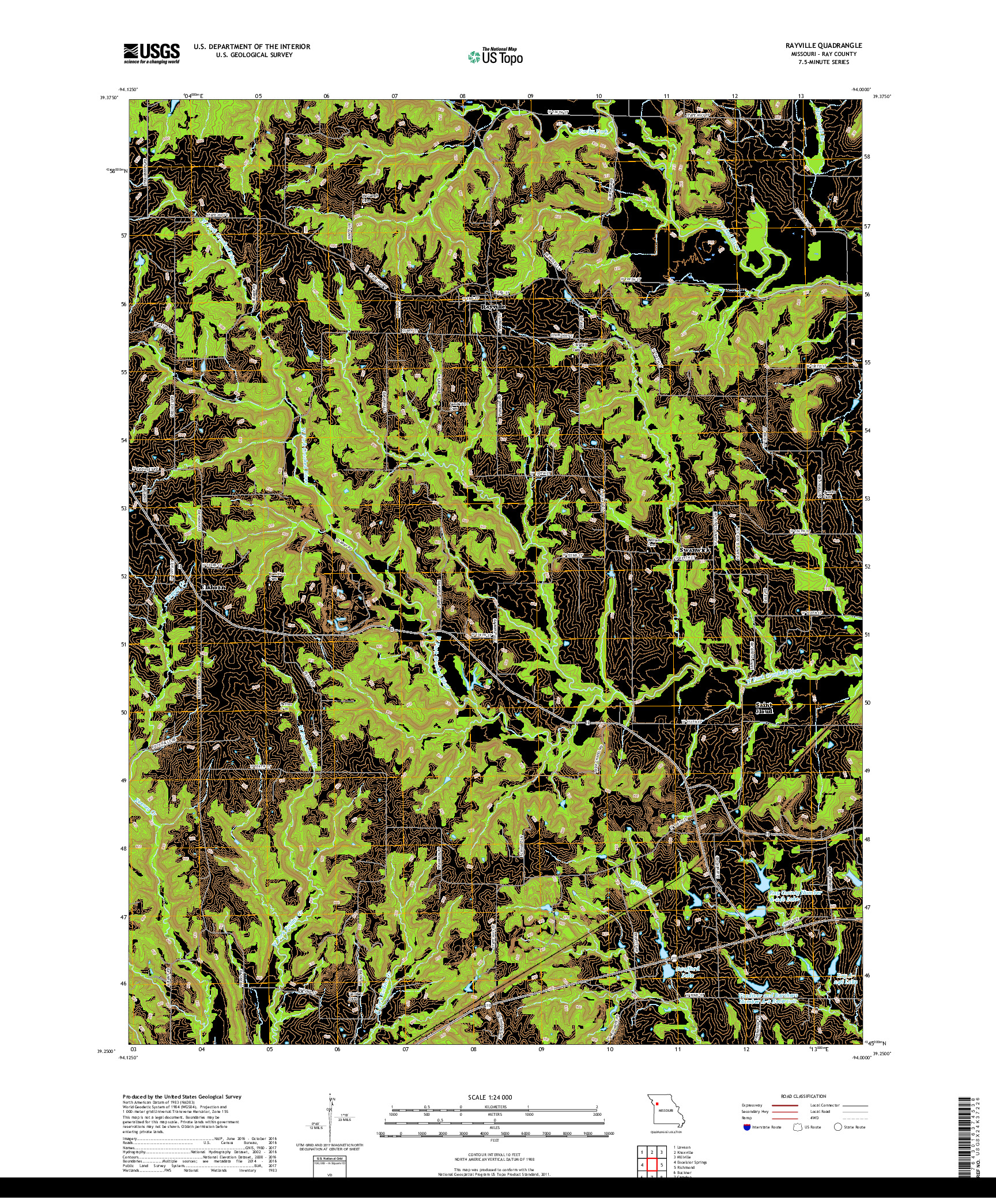 USGS US TOPO 7.5-MINUTE MAP FOR RAYVILLE, MO 2017