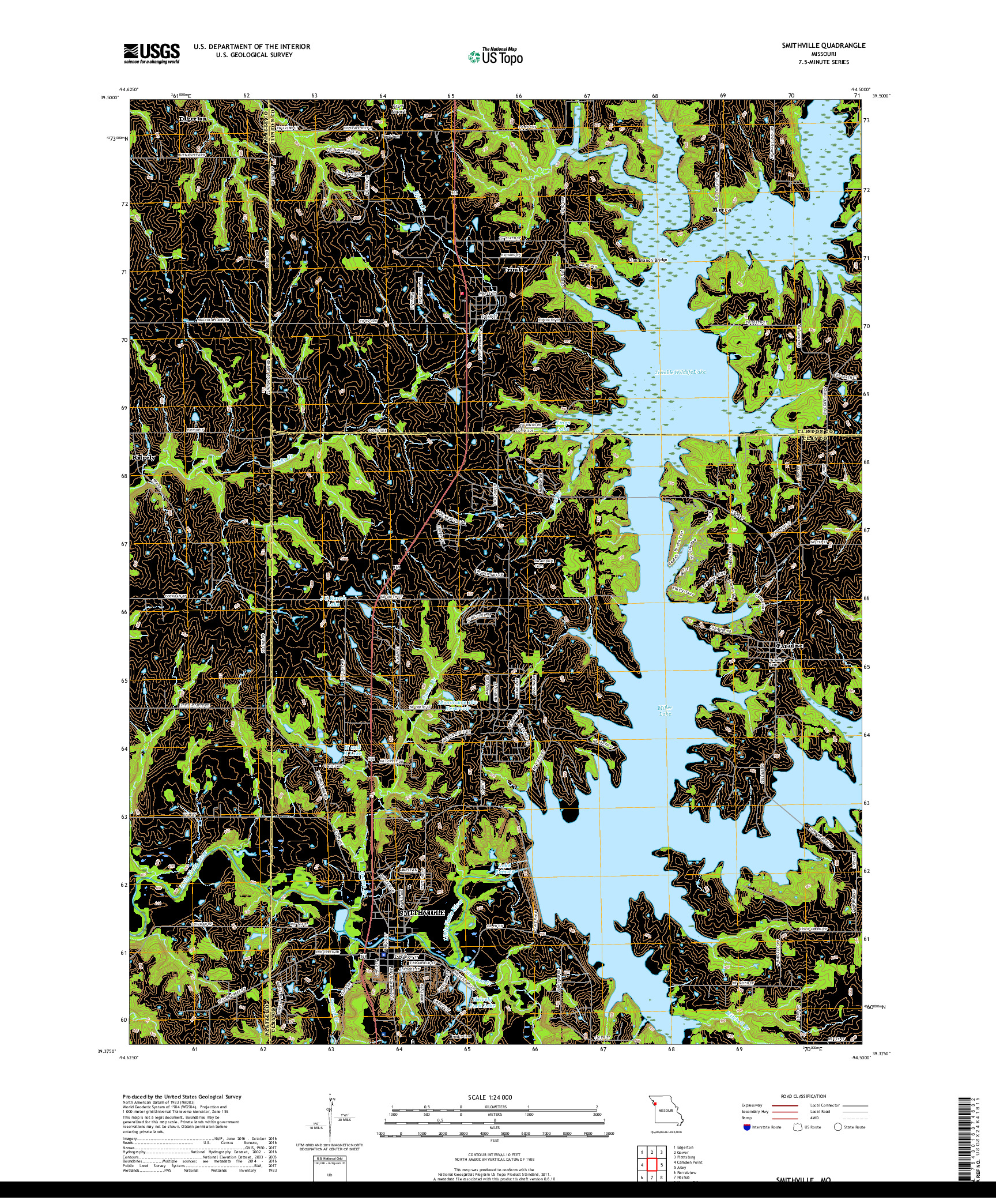 USGS US TOPO 7.5-MINUTE MAP FOR SMITHVILLE, MO 2017