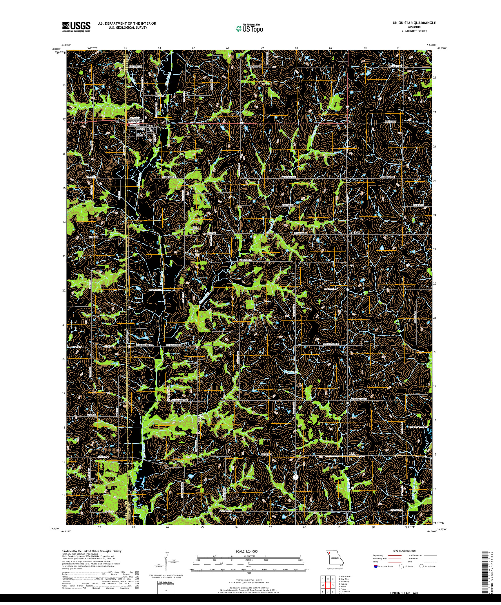 USGS US TOPO 7.5-MINUTE MAP FOR UNION STAR, MO 2017