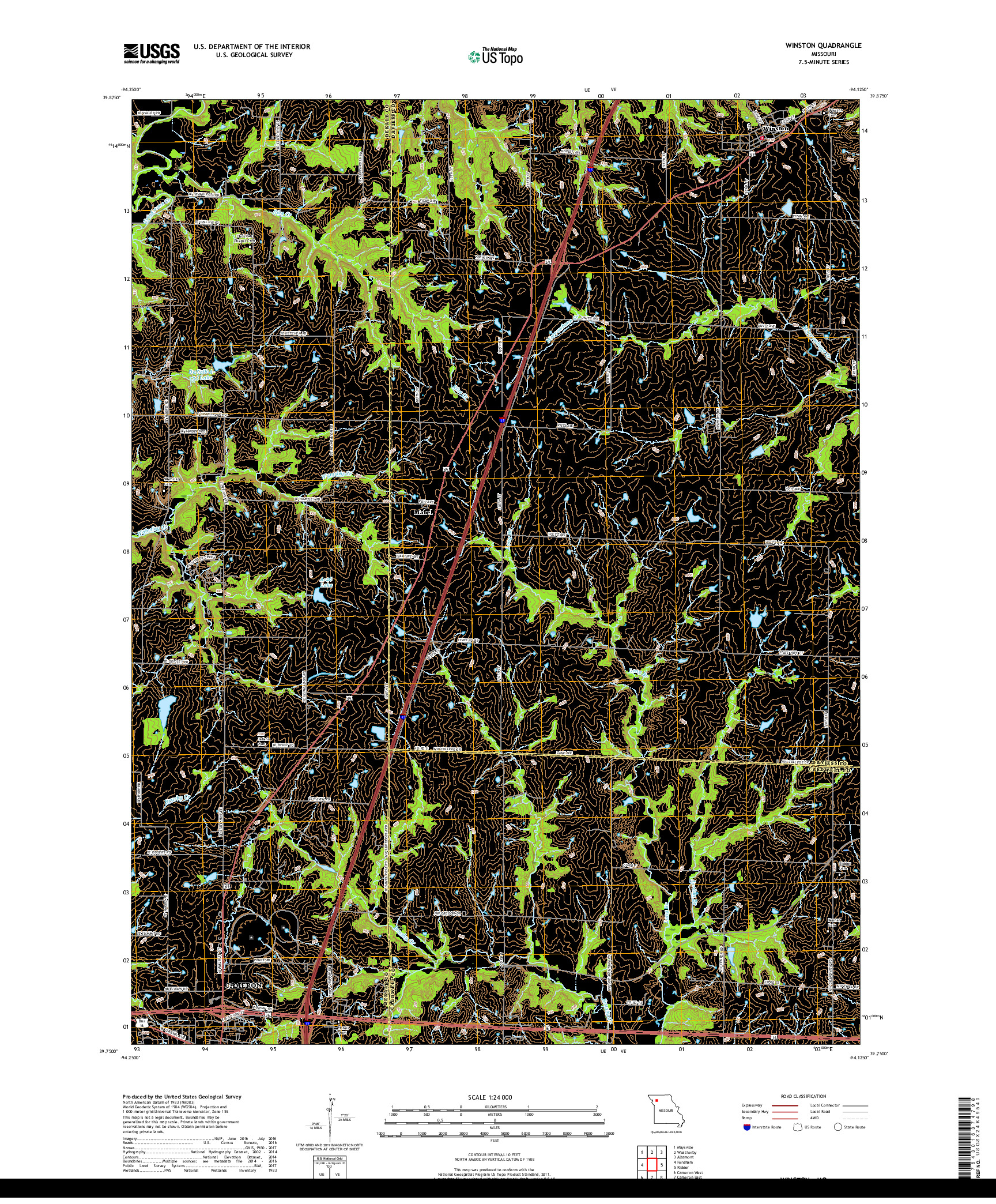 USGS US TOPO 7.5-MINUTE MAP FOR WINSTON, MO 2017