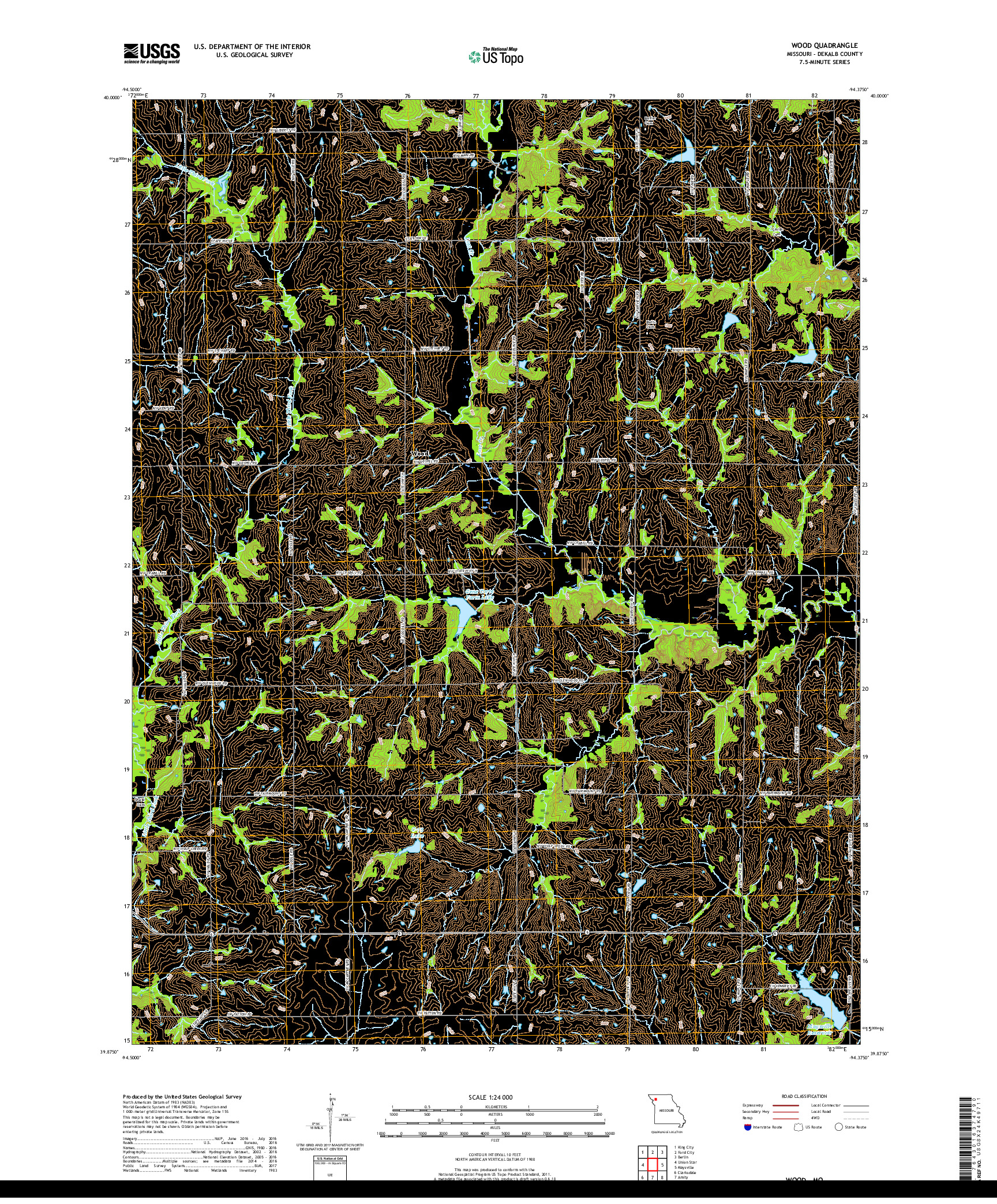 USGS US TOPO 7.5-MINUTE MAP FOR WOOD, MO 2017