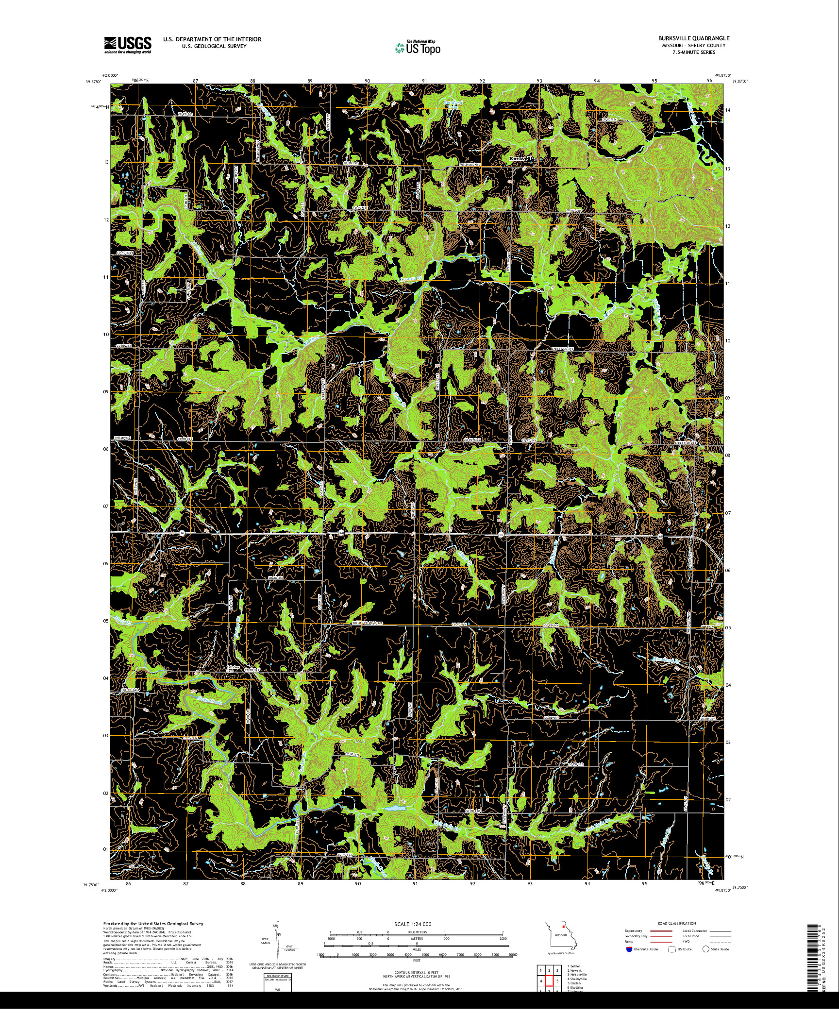 USGS US TOPO 7.5-MINUTE MAP FOR BURKSVILLE, MO 2017