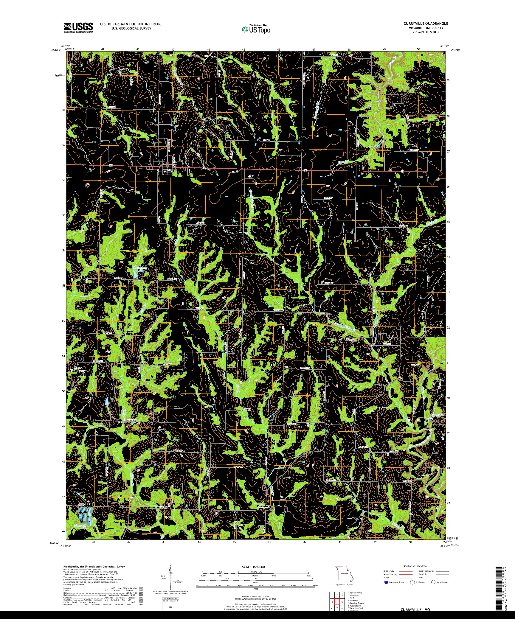 USGS US TOPO 7.5-MINUTE MAP FOR CURRYVILLE, MO 2017