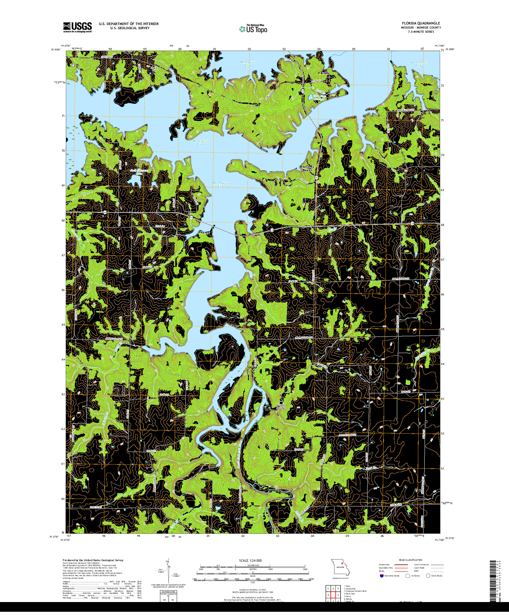 USGS US TOPO 7.5-MINUTE MAP FOR FLORIDA, MO 2017