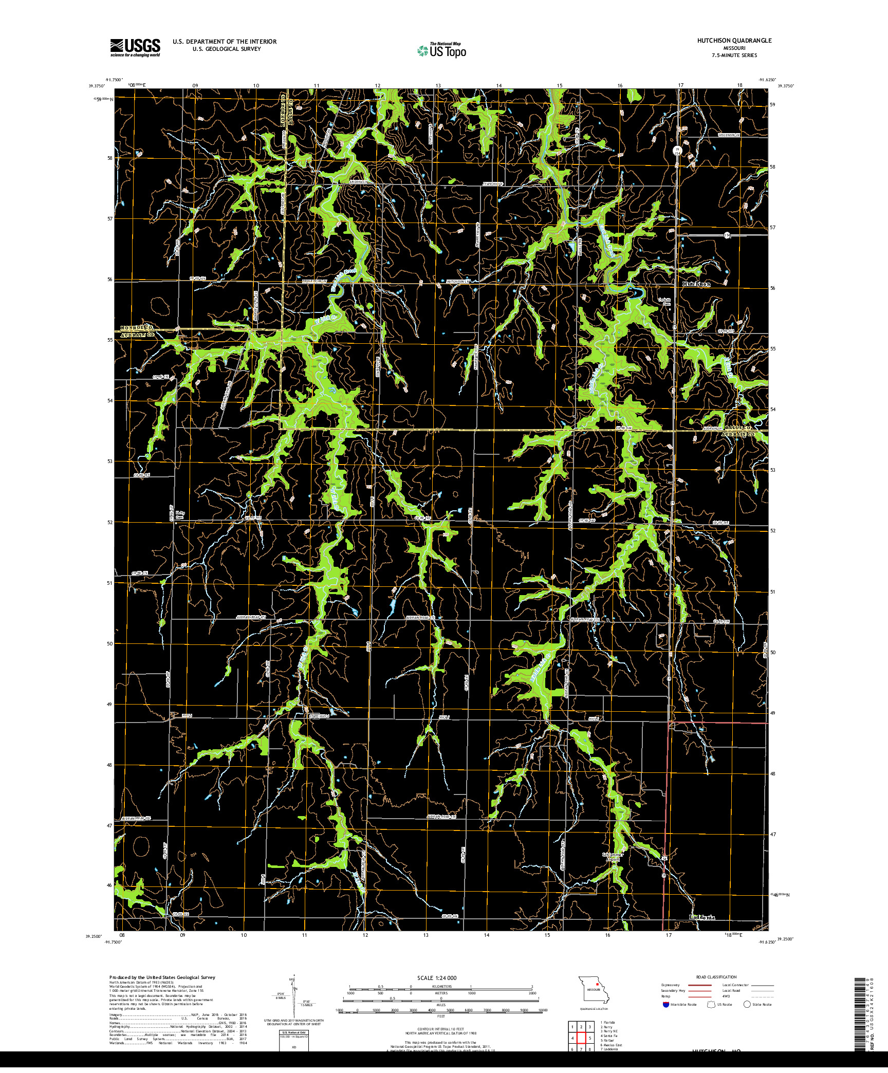 USGS US TOPO 7.5-MINUTE MAP FOR HUTCHISON, MO 2017