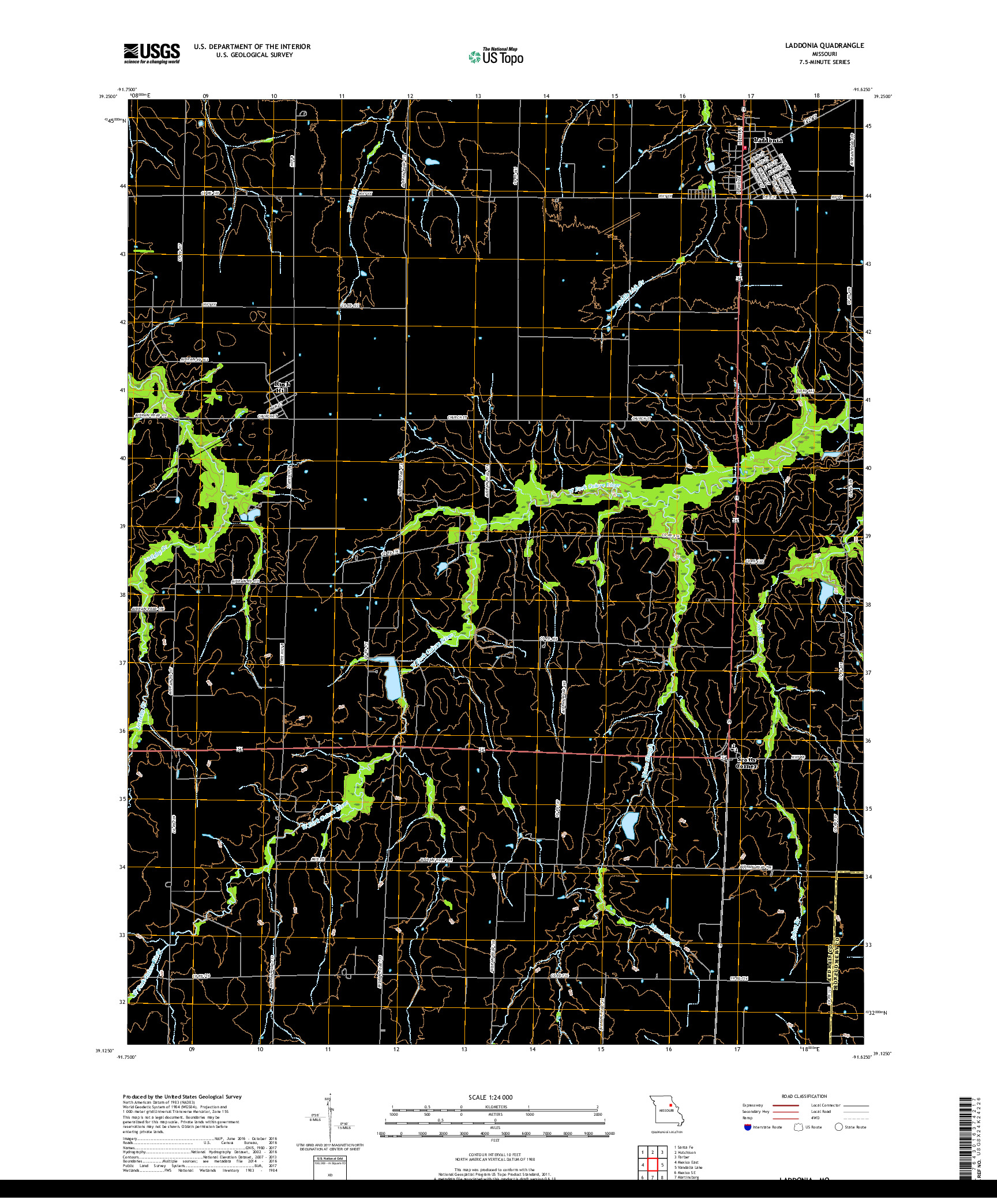 USGS US TOPO 7.5-MINUTE MAP FOR LADDONIA, MO 2017