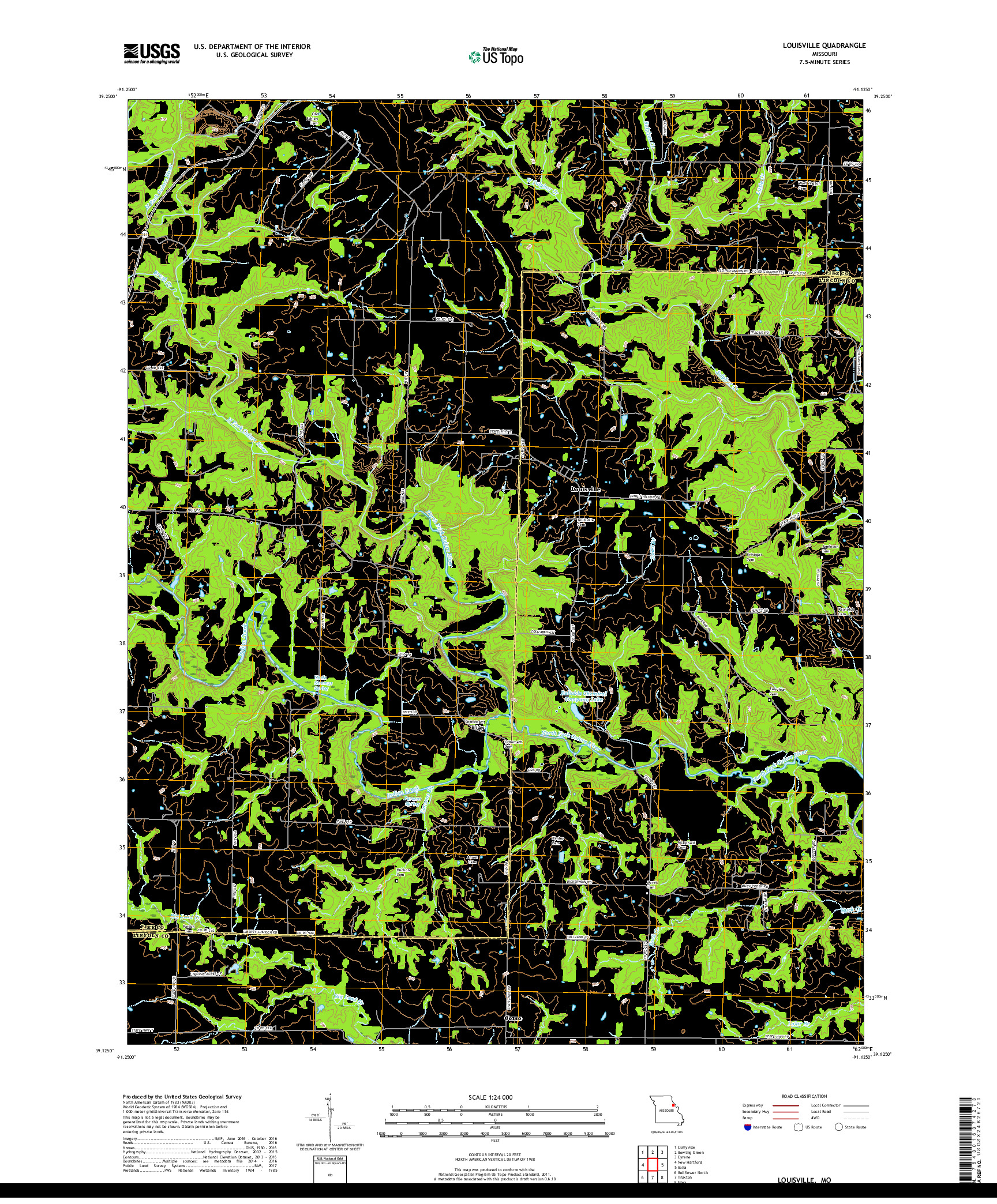 USGS US TOPO 7.5-MINUTE MAP FOR LOUISVILLE, MO 2017