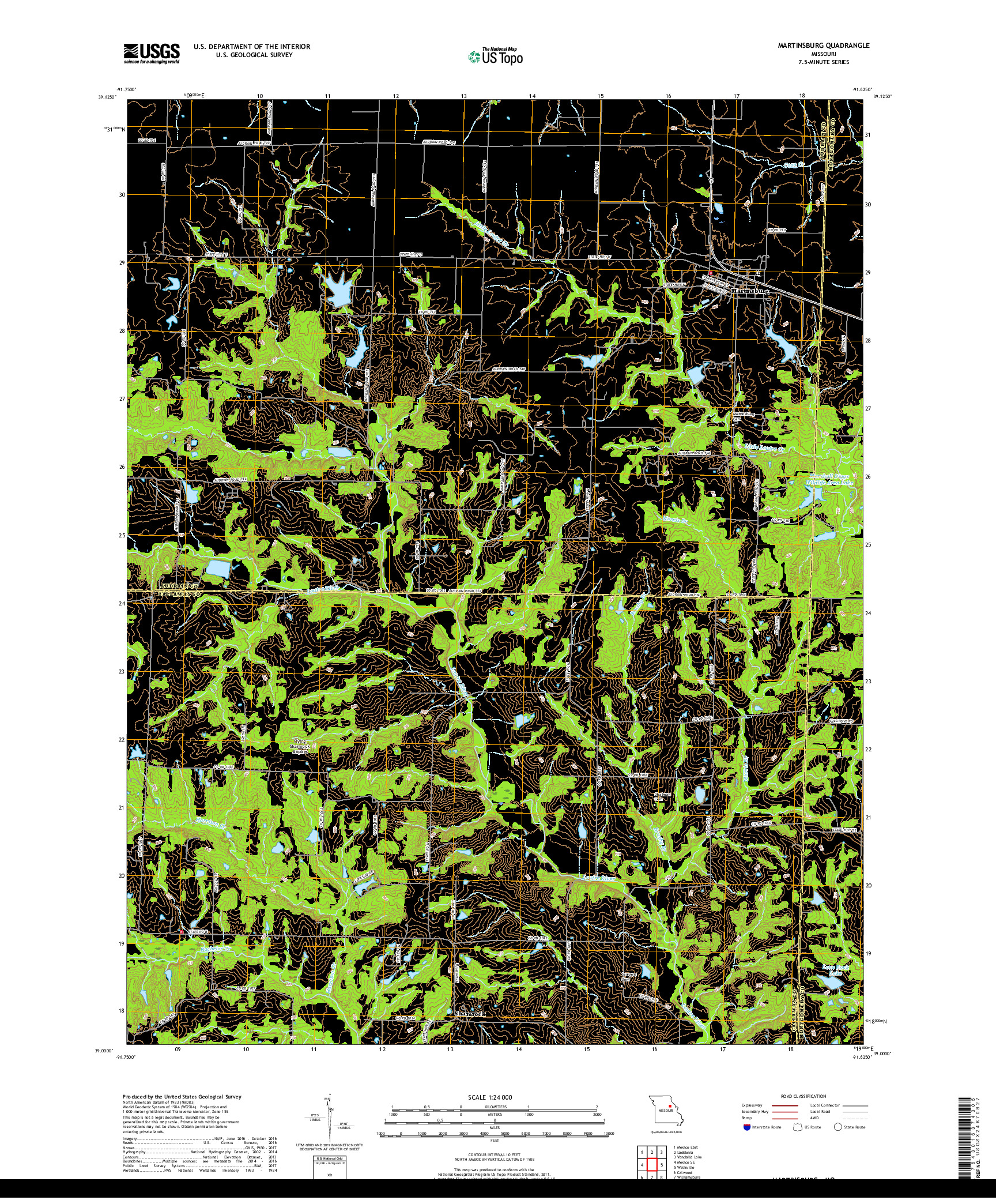 USGS US TOPO 7.5-MINUTE MAP FOR MARTINSBURG, MO 2017