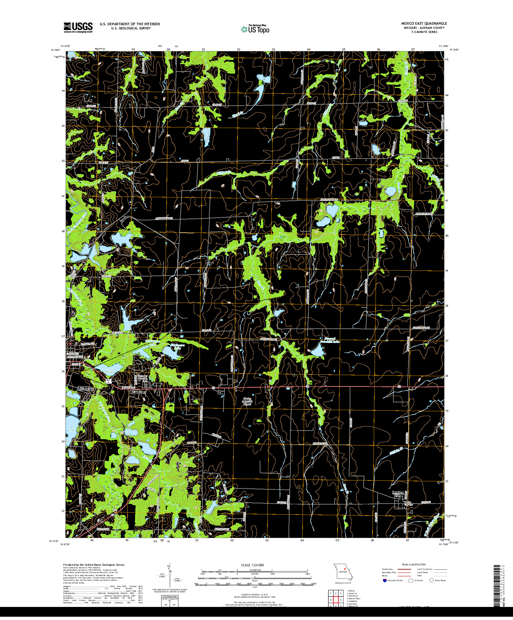 USGS US TOPO 7.5-MINUTE MAP FOR MEXICO EAST, MO 2017