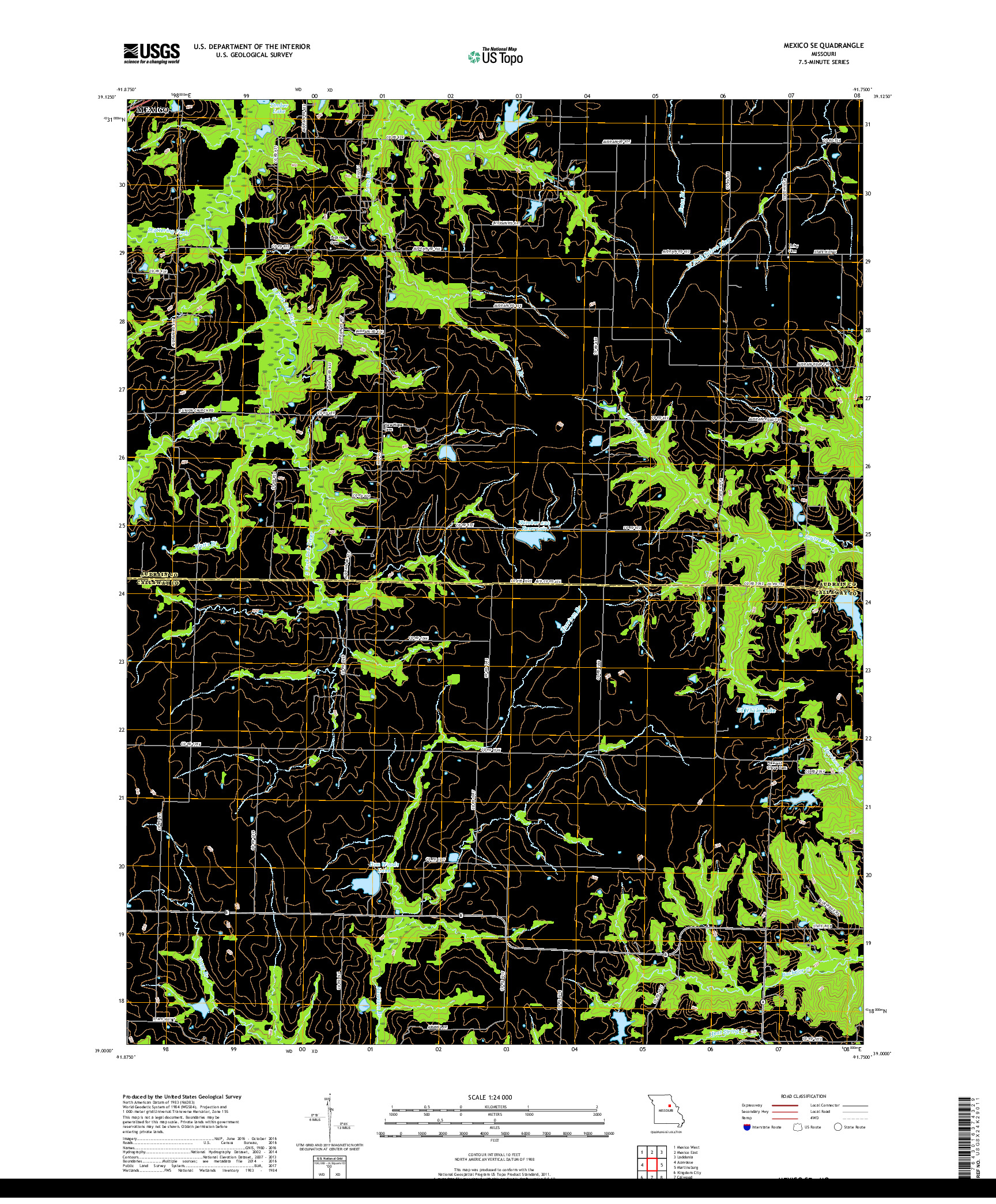 USGS US TOPO 7.5-MINUTE MAP FOR MEXICO SE, MO 2017