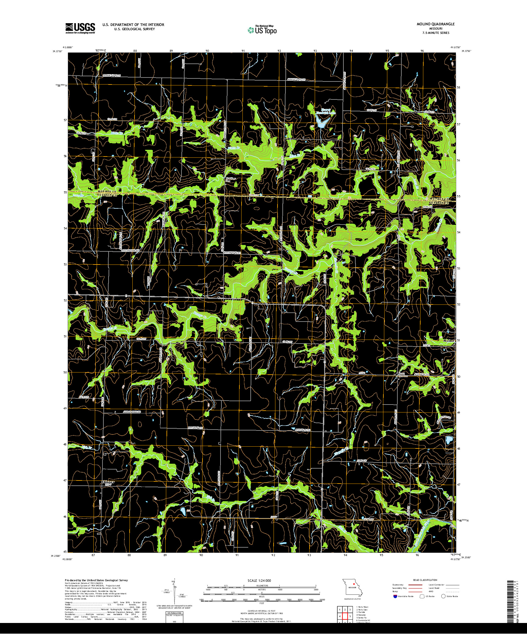 USGS US TOPO 7.5-MINUTE MAP FOR MOLINO, MO 2017