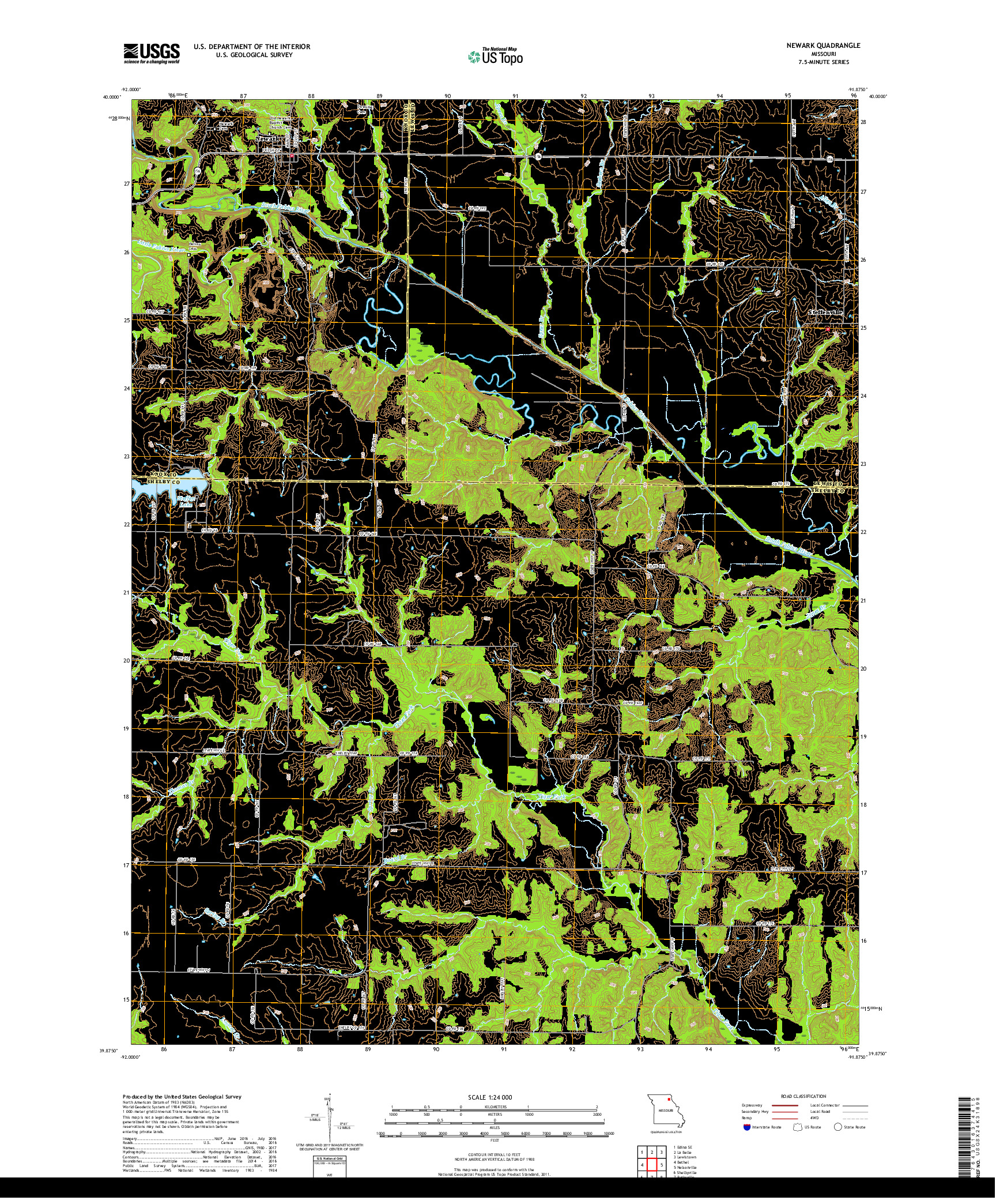 USGS US TOPO 7.5-MINUTE MAP FOR NEWARK, MO 2017