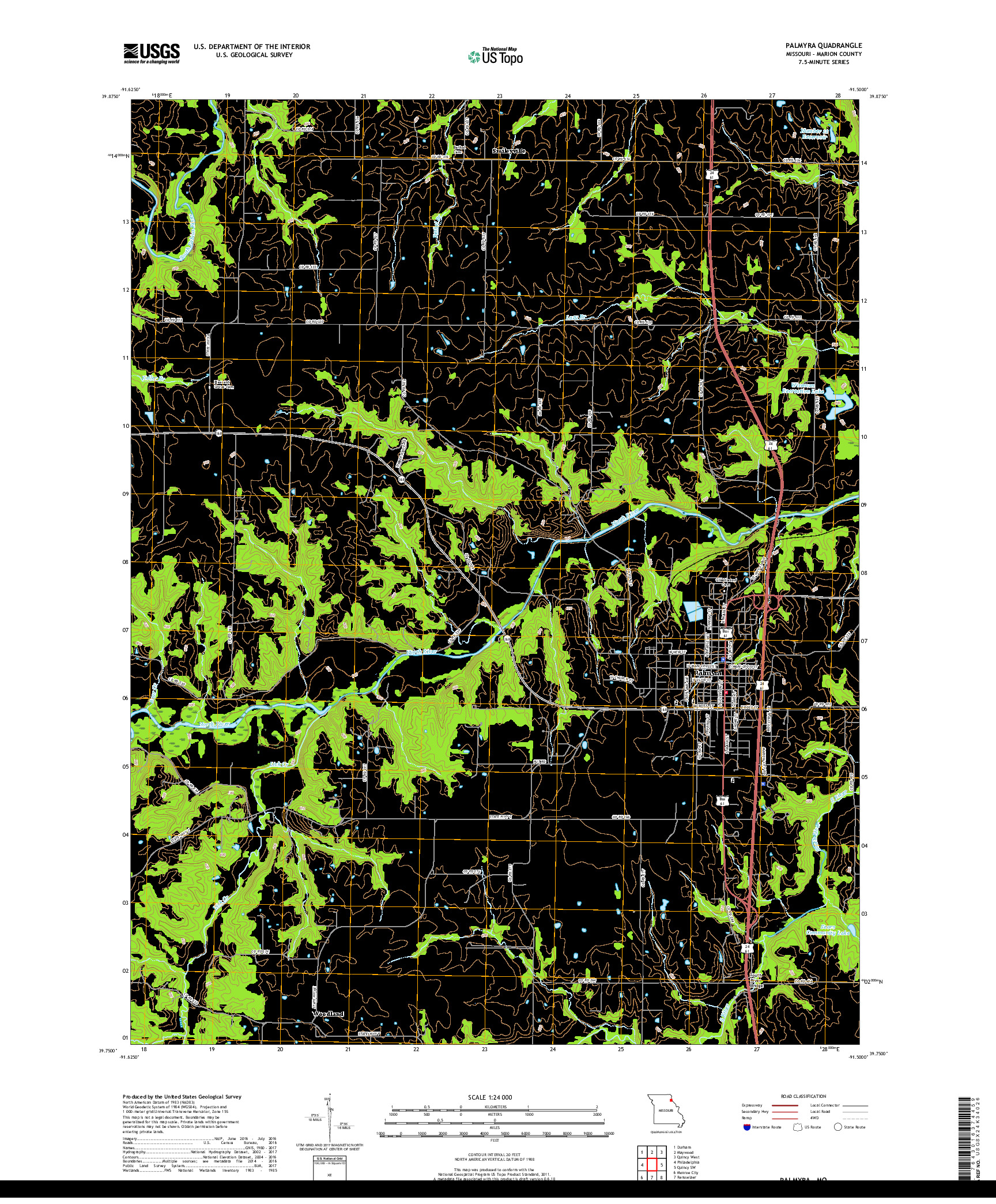 USGS US TOPO 7.5-MINUTE MAP FOR PALMYRA, MO 2017