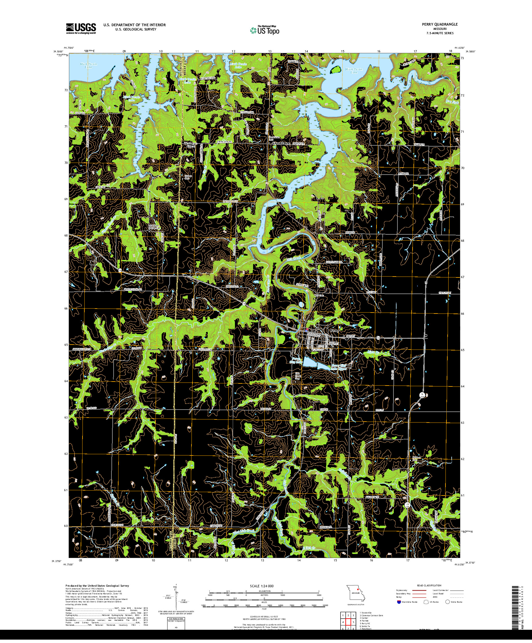 USGS US TOPO 7.5-MINUTE MAP FOR PERRY, MO 2017