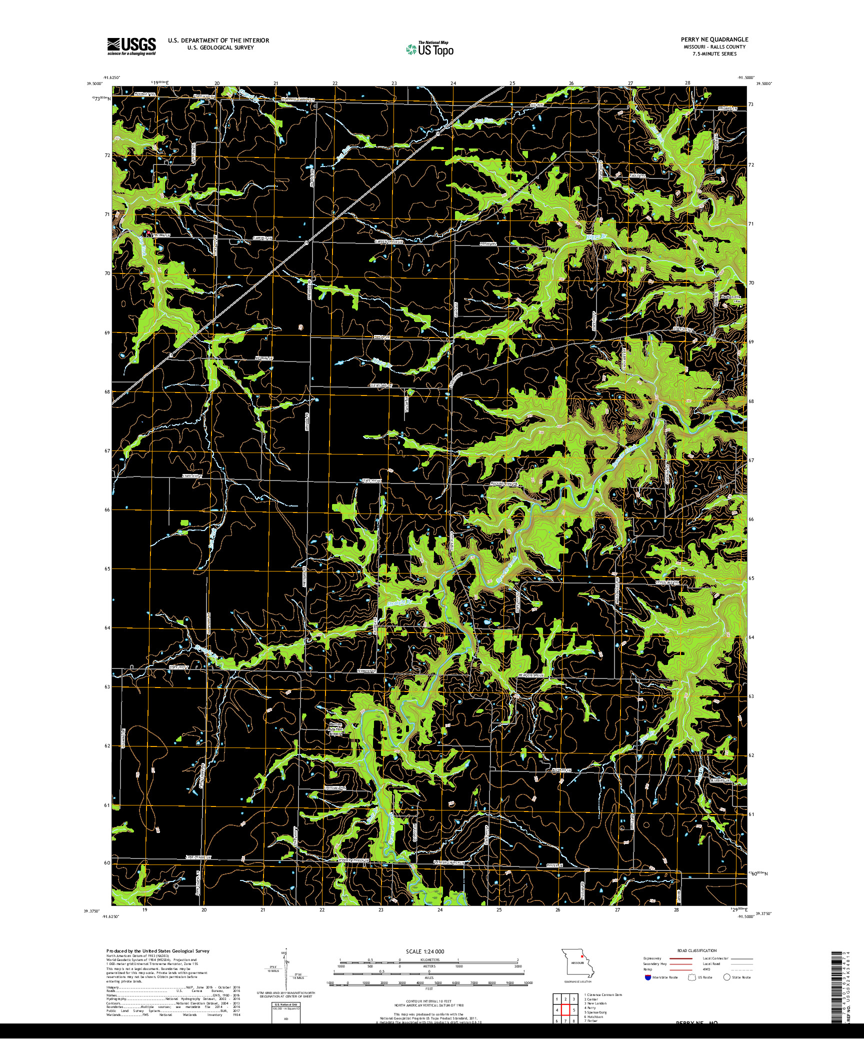 USGS US TOPO 7.5-MINUTE MAP FOR PERRY NE, MO 2017