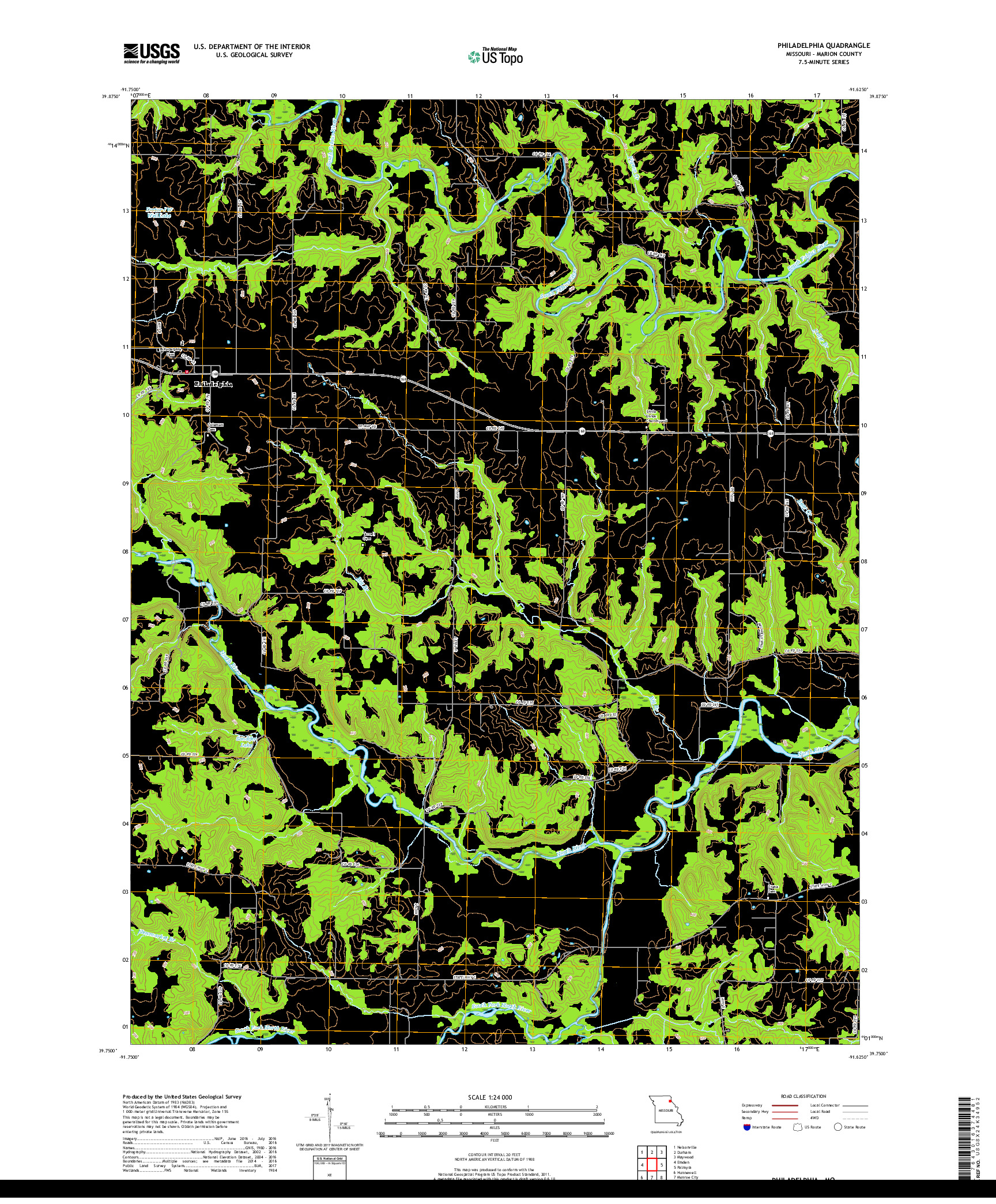 USGS US TOPO 7.5-MINUTE MAP FOR PHILADELPHIA, MO 2017