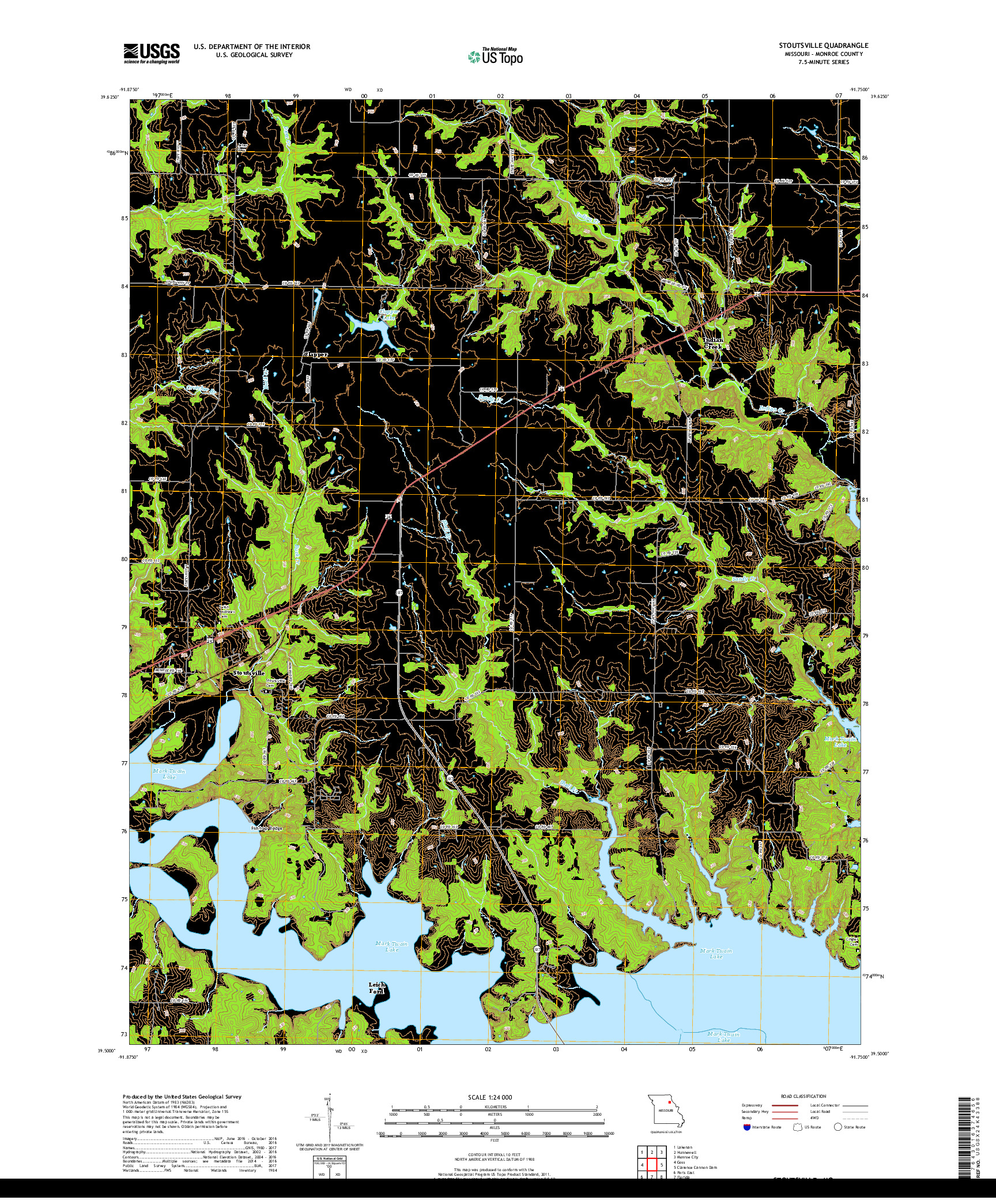 USGS US TOPO 7.5-MINUTE MAP FOR STOUTSVILLE, MO 2017