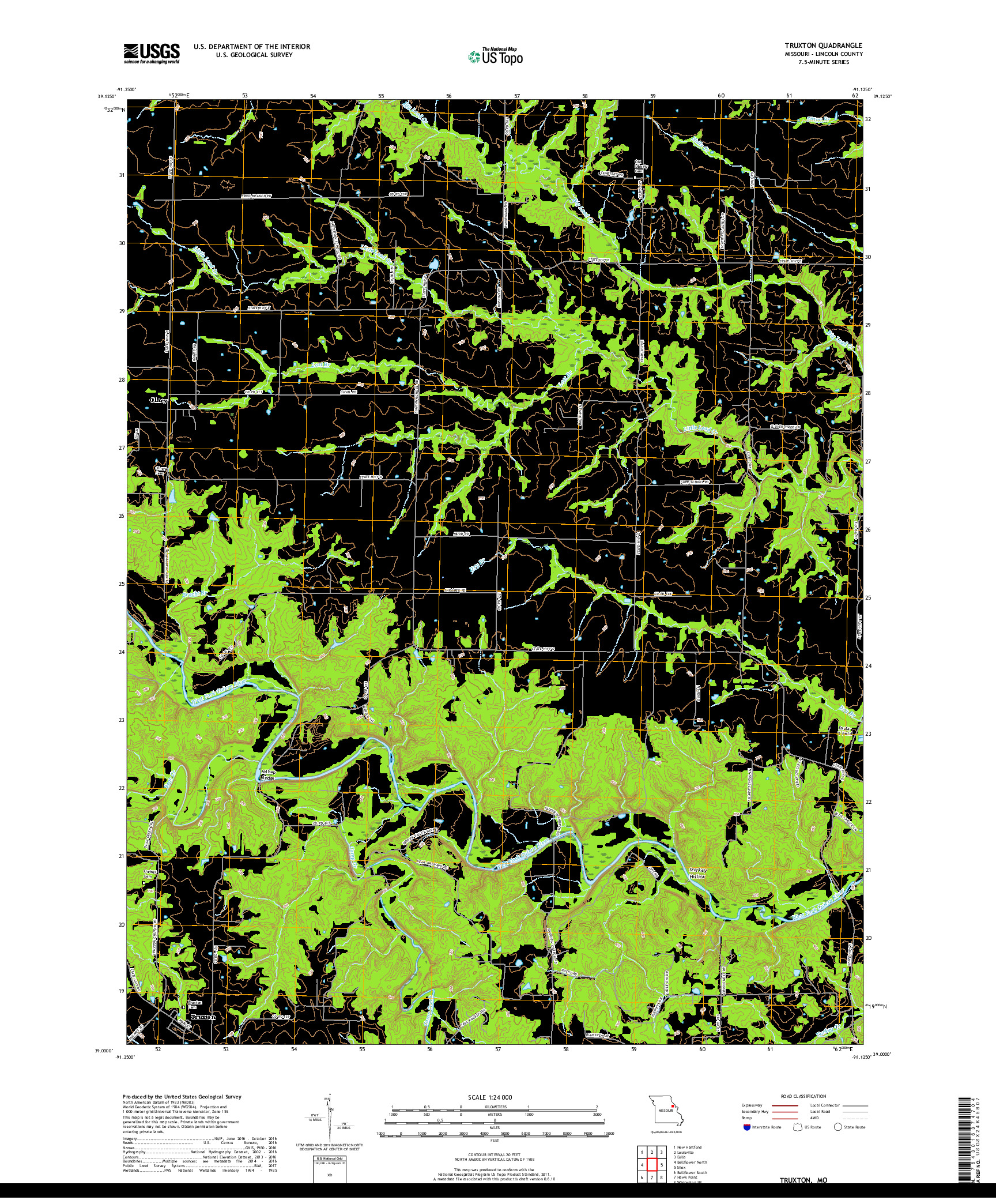 USGS US TOPO 7.5-MINUTE MAP FOR TRUXTON, MO 2017