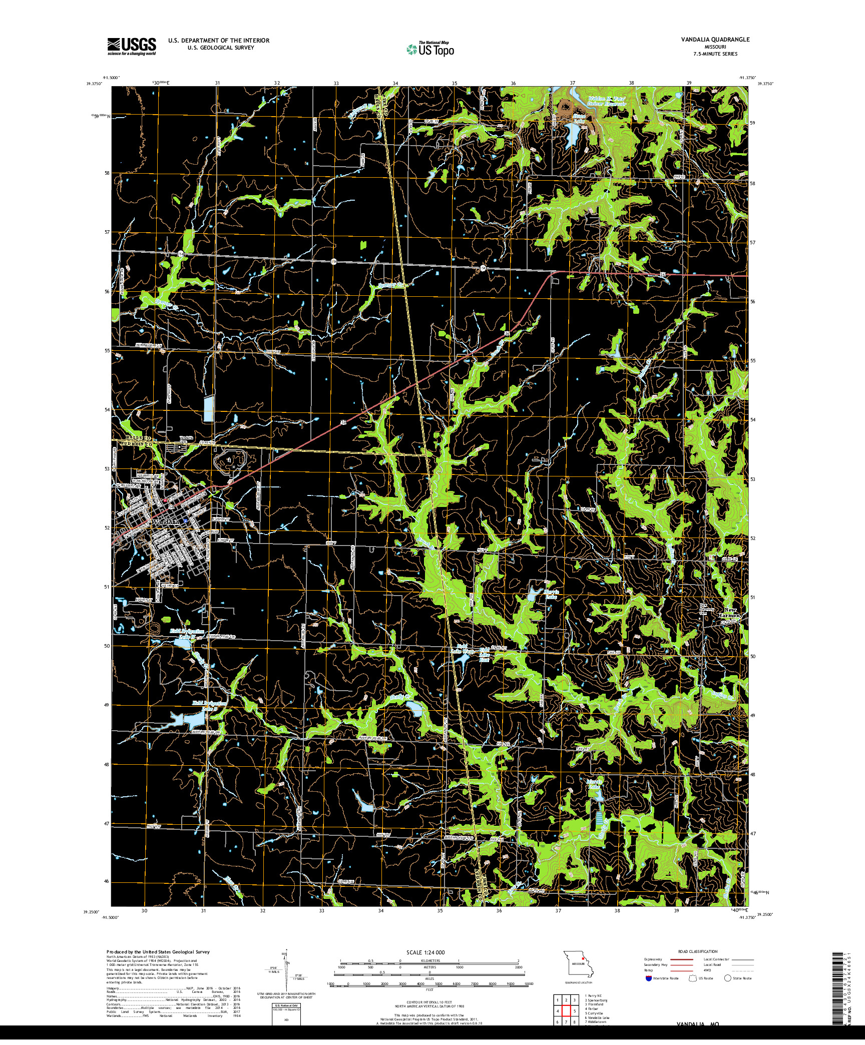 USGS US TOPO 7.5-MINUTE MAP FOR VANDALIA, MO 2017