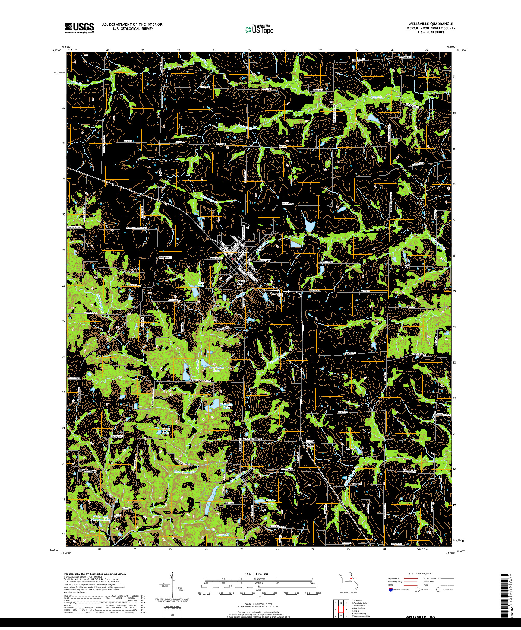 USGS US TOPO 7.5-MINUTE MAP FOR WELLSVILLE, MO 2017