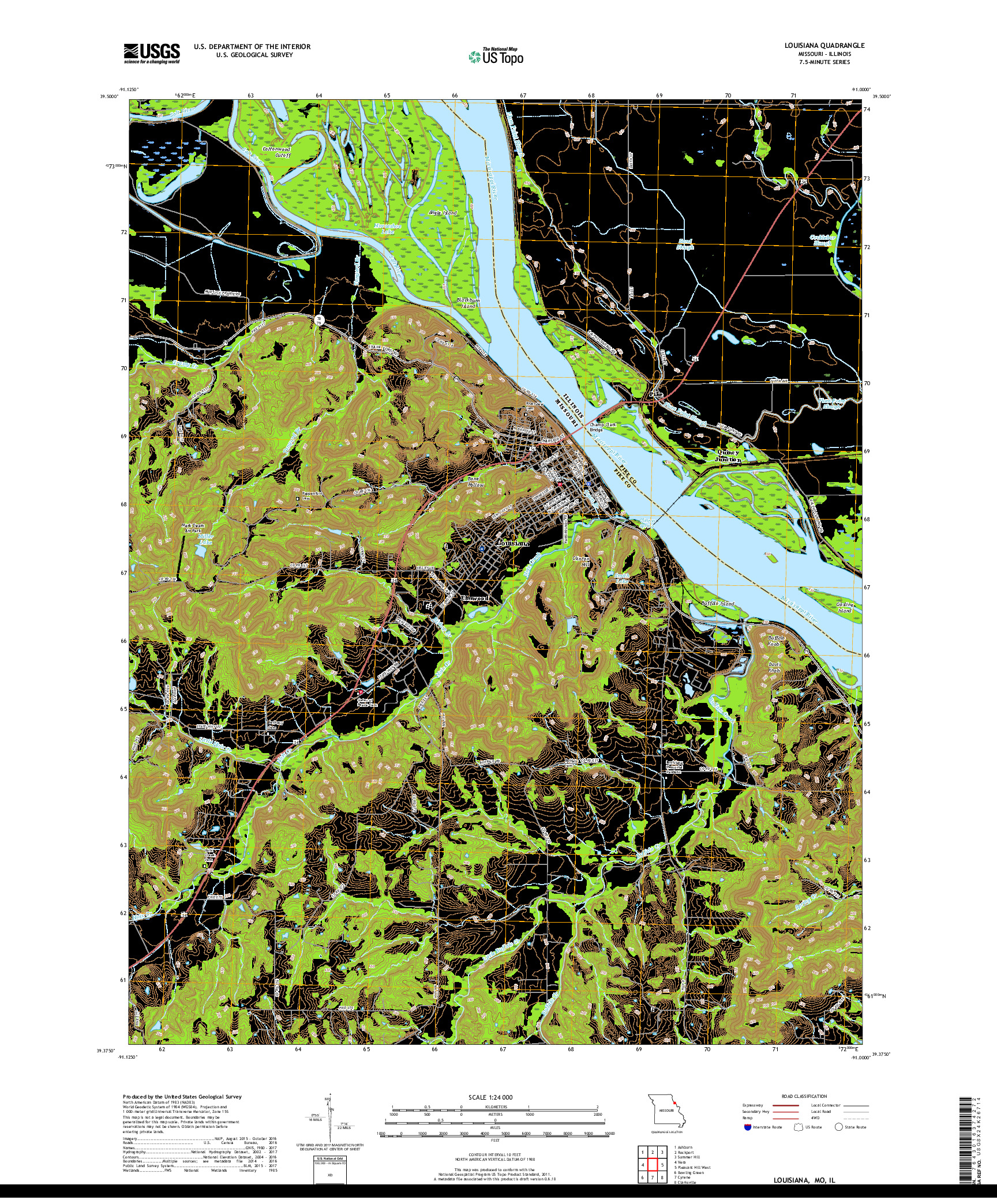 USGS US TOPO 7.5-MINUTE MAP FOR LOUISIANA, MO,IL 2017