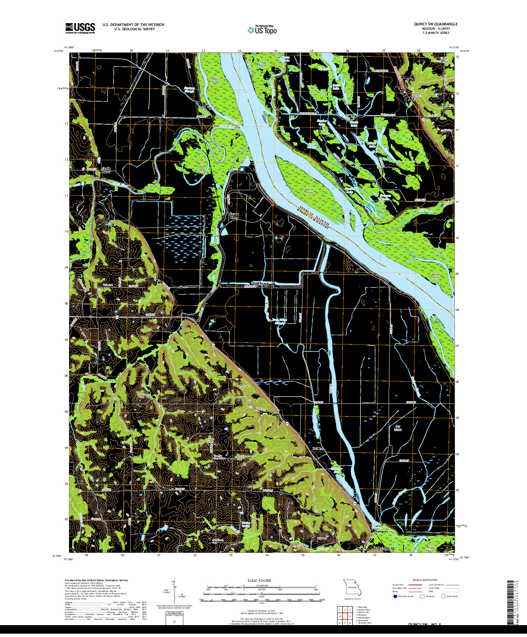 USGS US TOPO 7.5-MINUTE MAP FOR QUINCY SW, MO,IL 2017