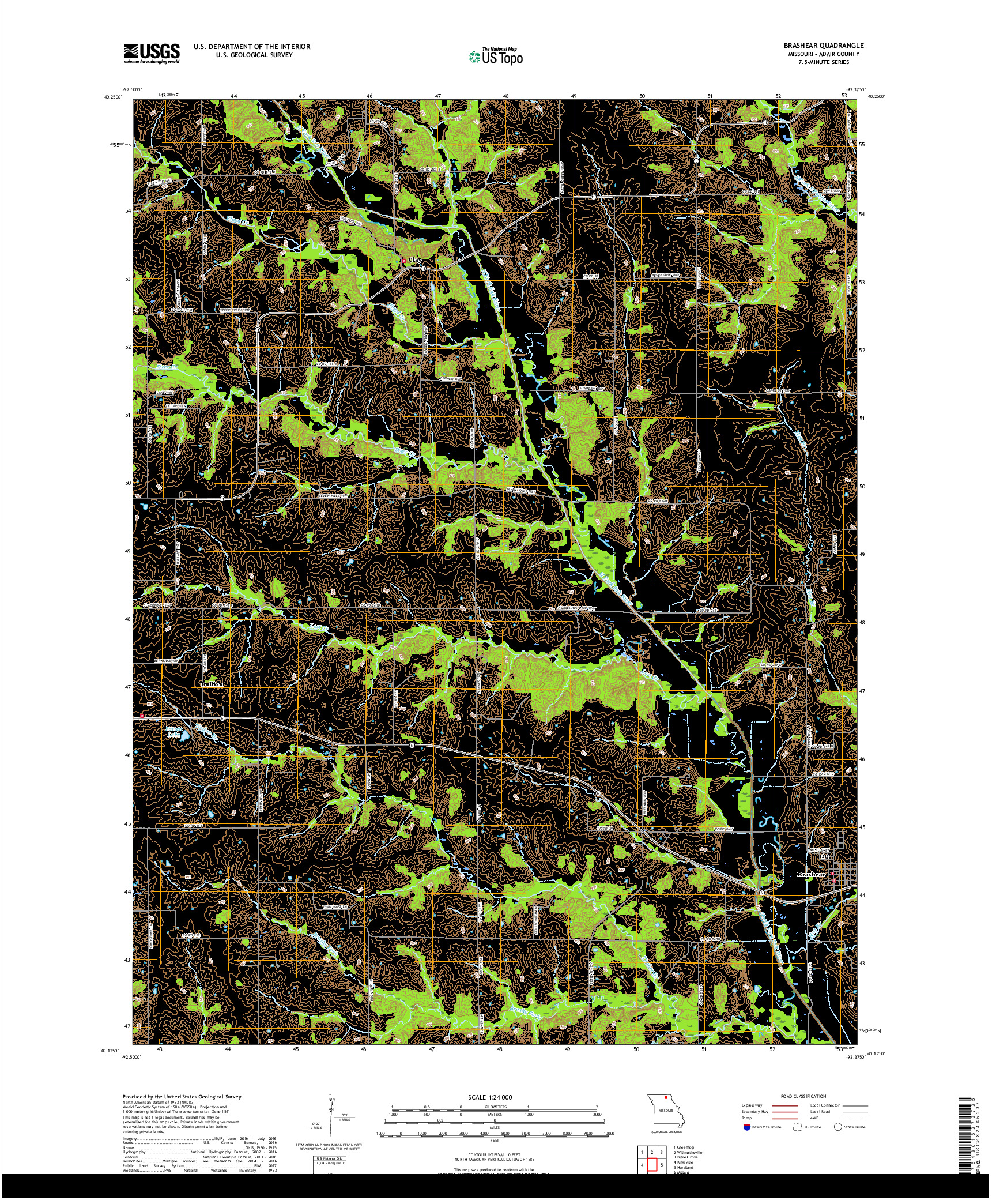 USGS US TOPO 7.5-MINUTE MAP FOR BRASHEAR, MO 2017