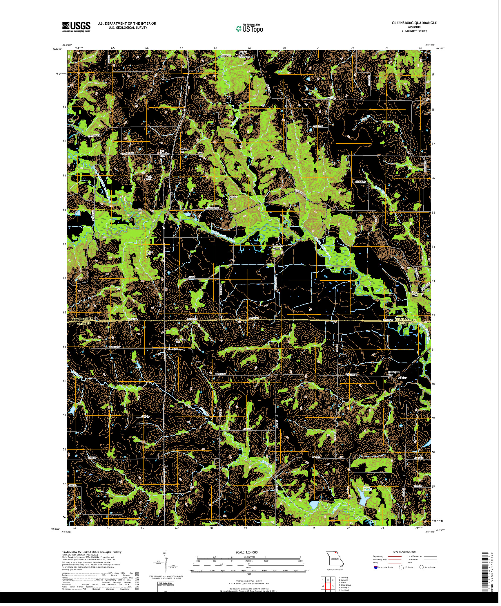 USGS US TOPO 7.5-MINUTE MAP FOR GREENSBURG, MO 2017