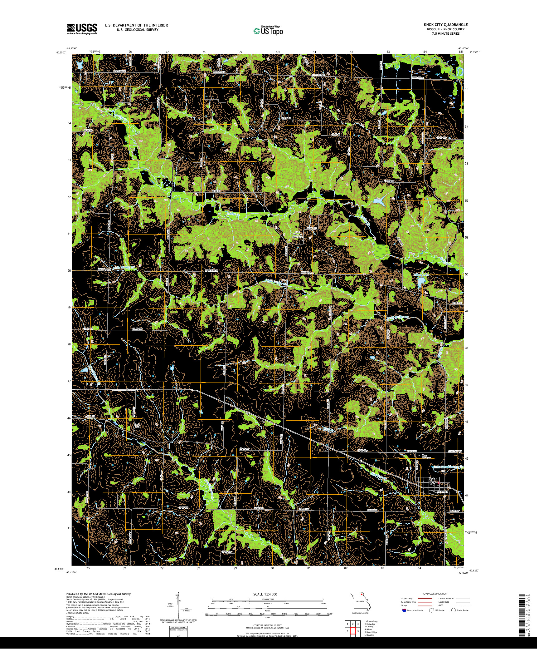 USGS US TOPO 7.5-MINUTE MAP FOR KNOX CITY, MO 2017