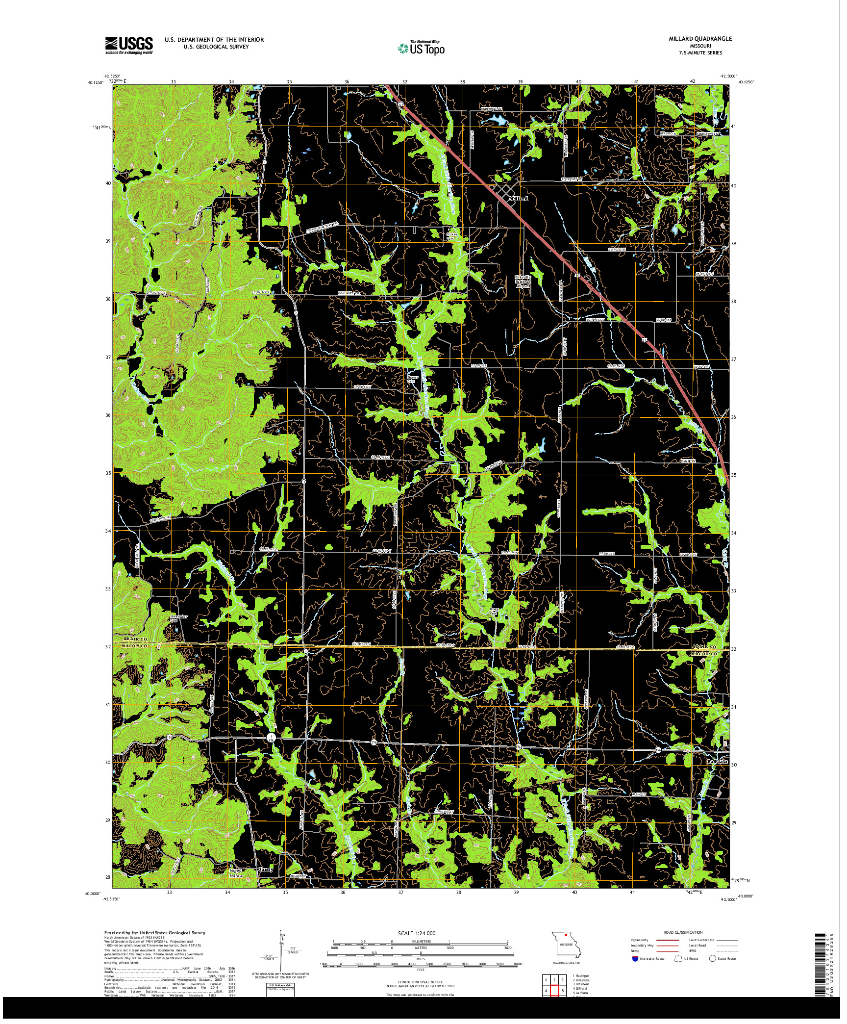 USGS US TOPO 7.5-MINUTE MAP FOR MILLARD, MO 2017
