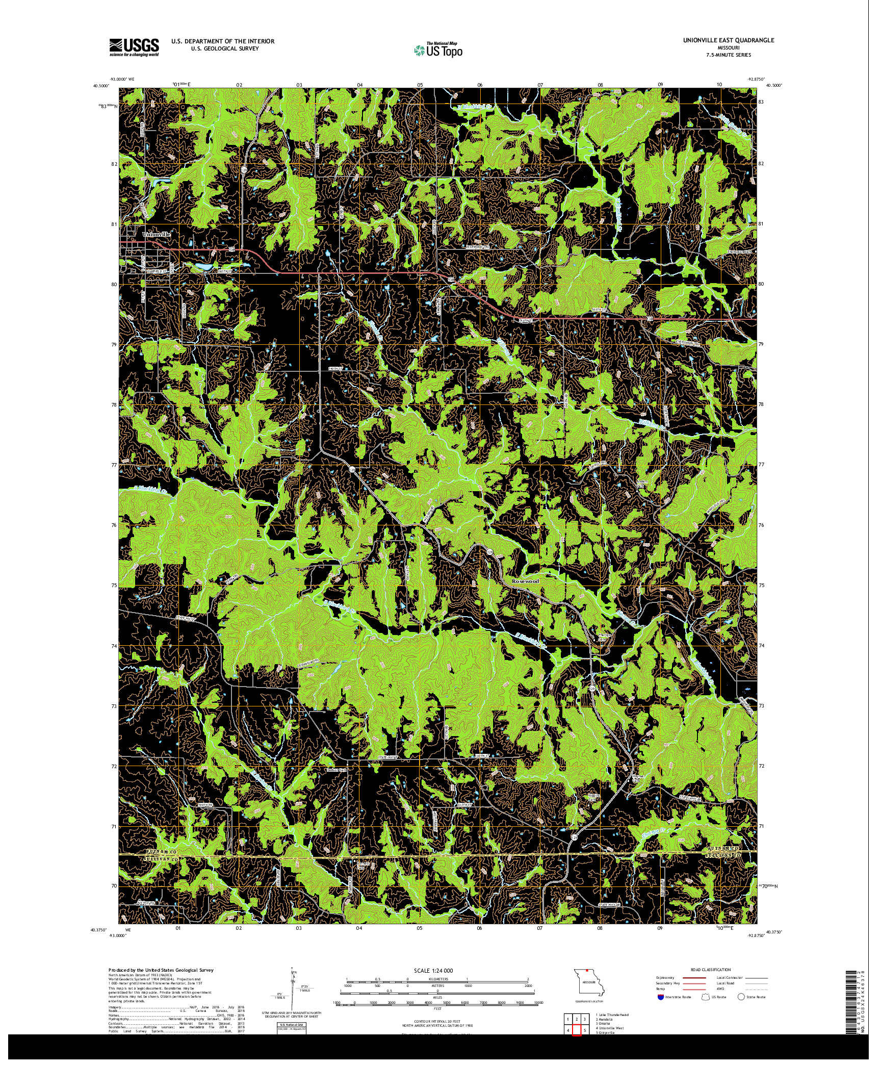 USGS US TOPO 7.5-MINUTE MAP FOR UNIONVILLE EAST, MO 2017