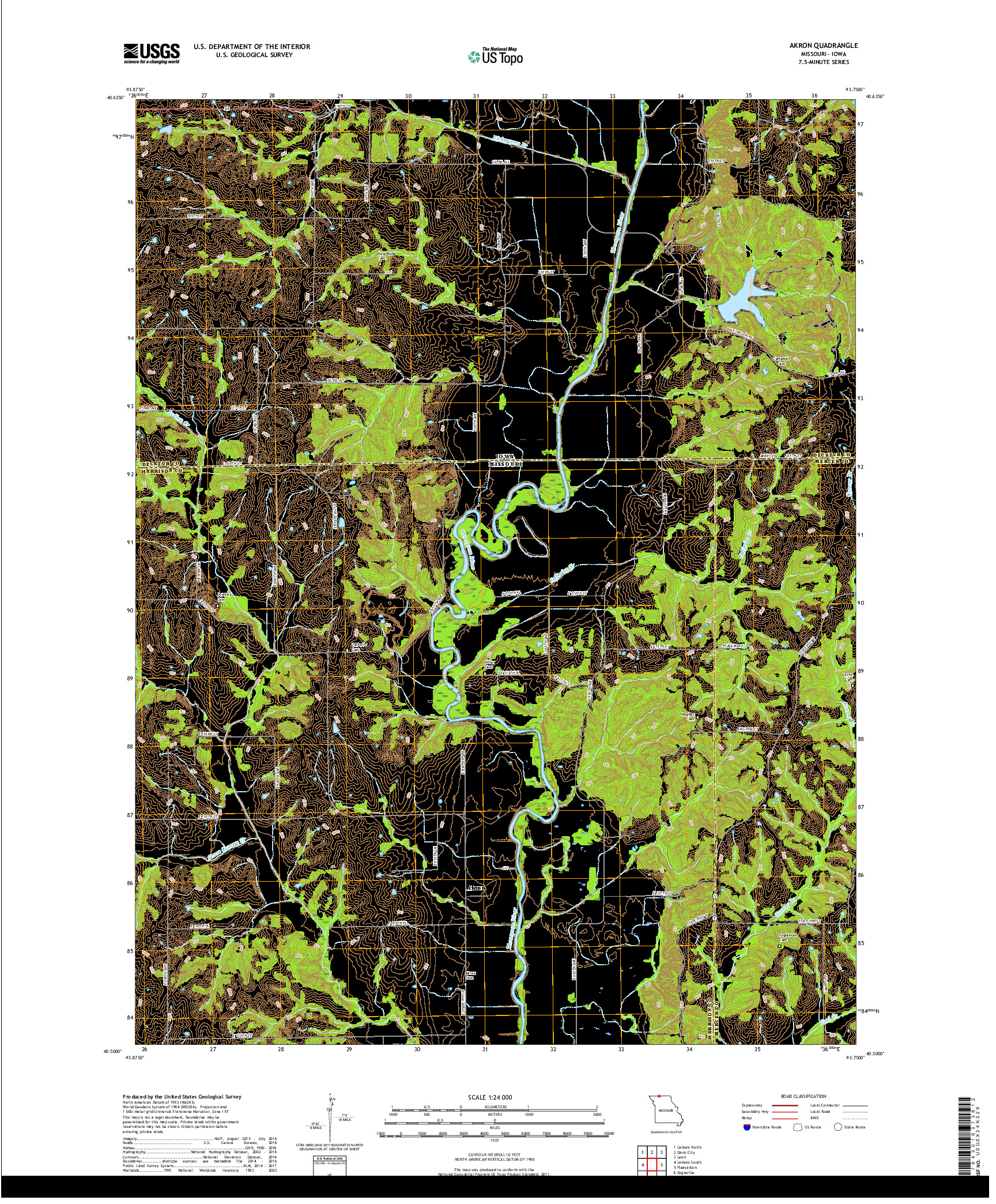 USGS US TOPO 7.5-MINUTE MAP FOR AKRON, MO,IA 2017