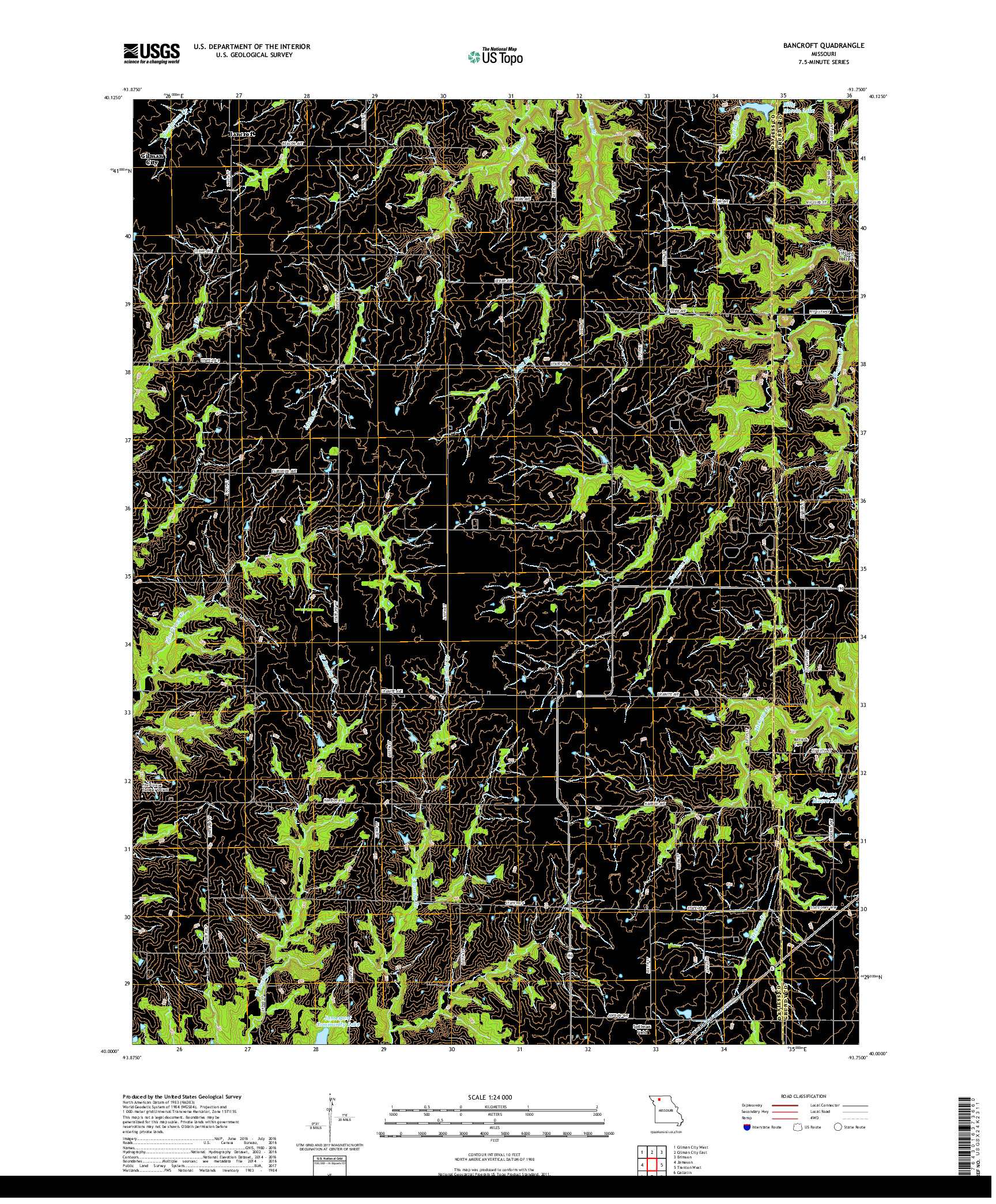 USGS US TOPO 7.5-MINUTE MAP FOR BANCROFT, MO 2017