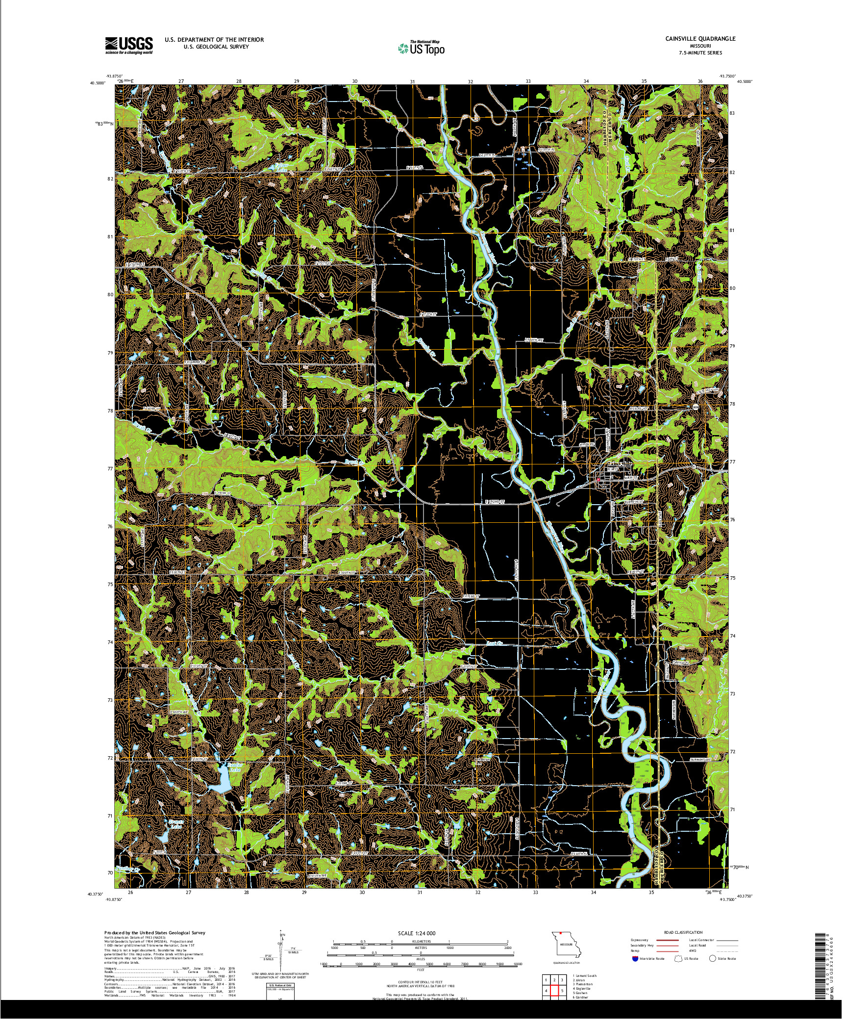 USGS US TOPO 7.5-MINUTE MAP FOR CAINSVILLE, MO 2017
