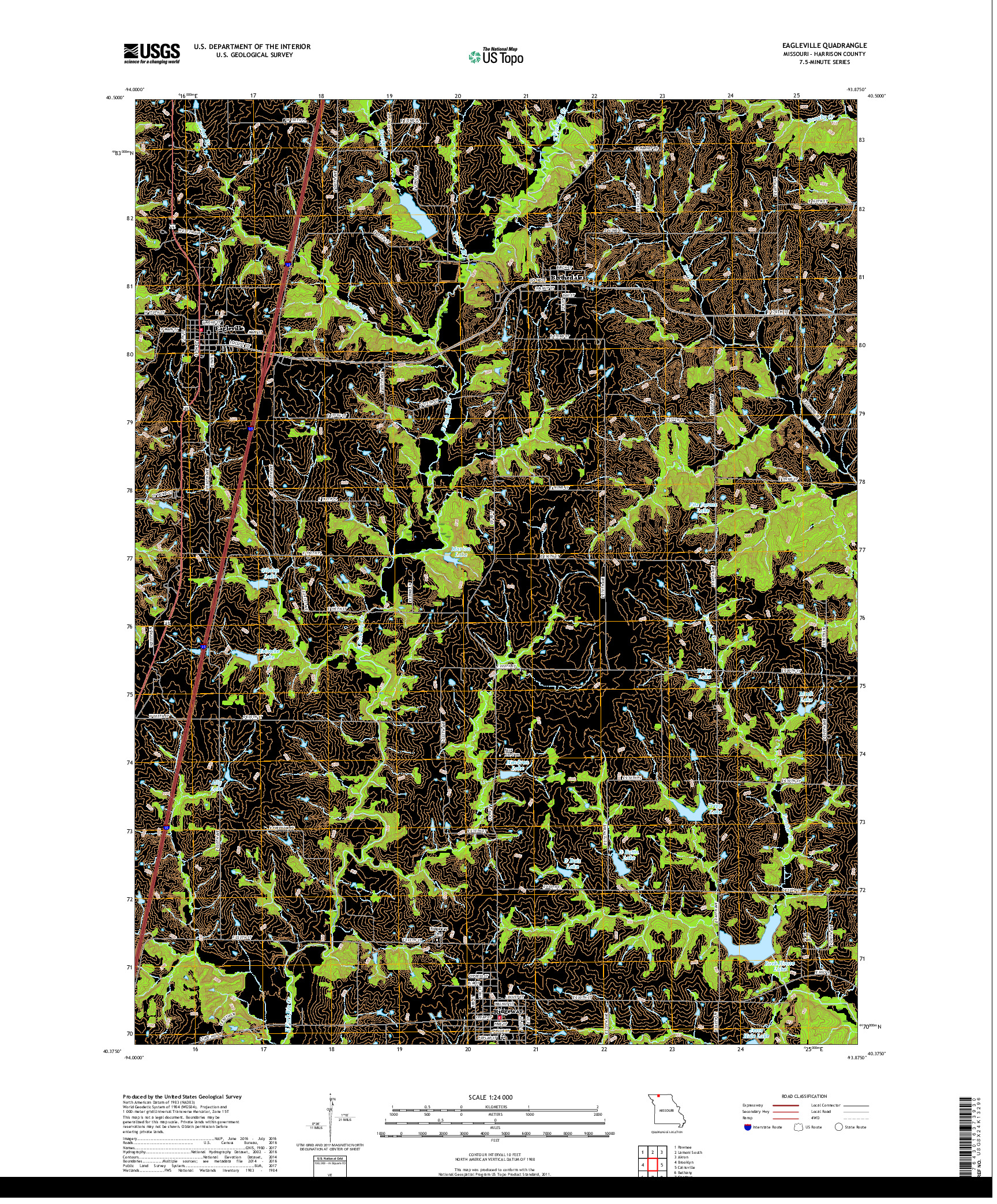 USGS US TOPO 7.5-MINUTE MAP FOR EAGLEVILLE, MO 2017