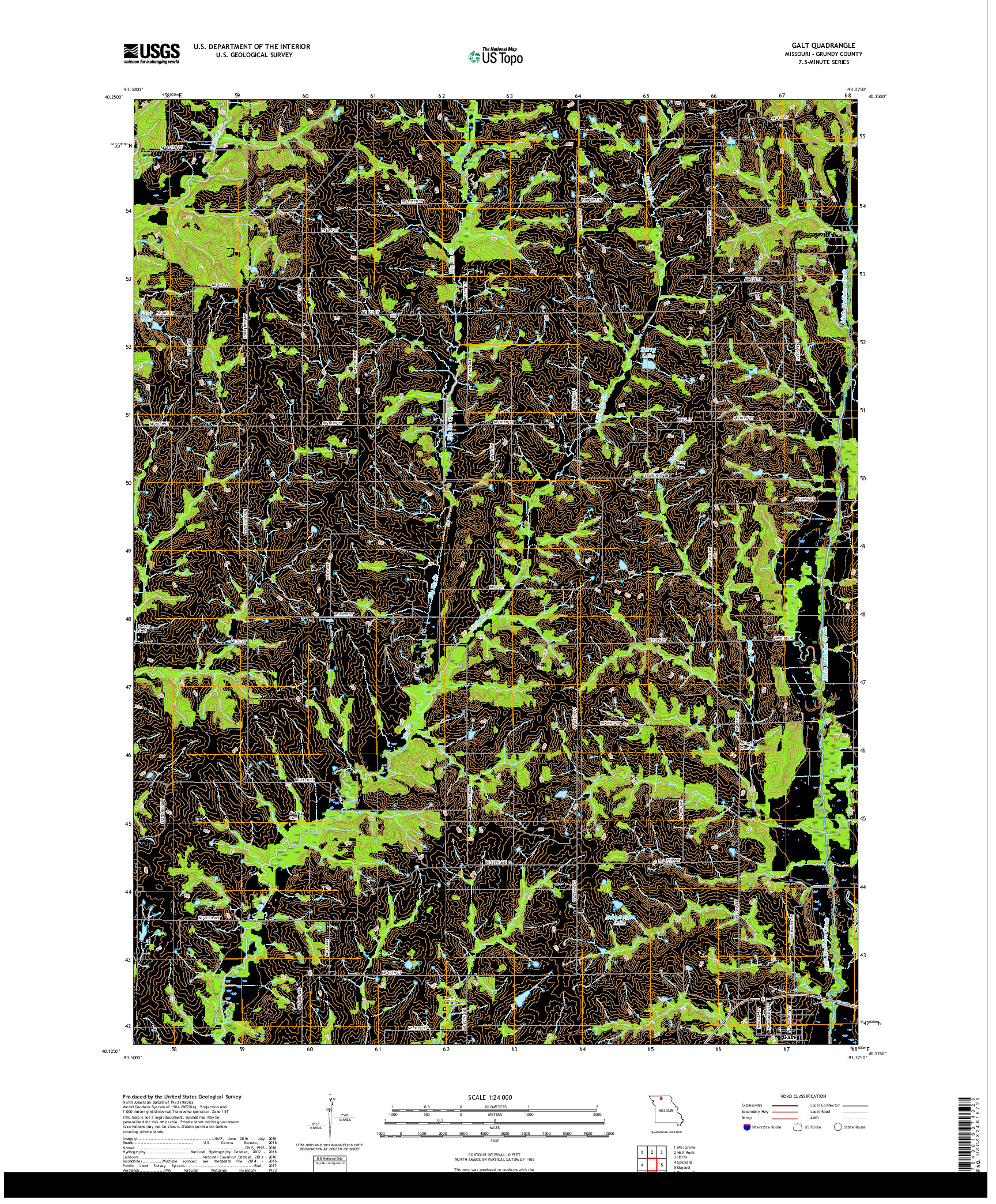 USGS US TOPO 7.5-MINUTE MAP FOR GALT, MO 2017