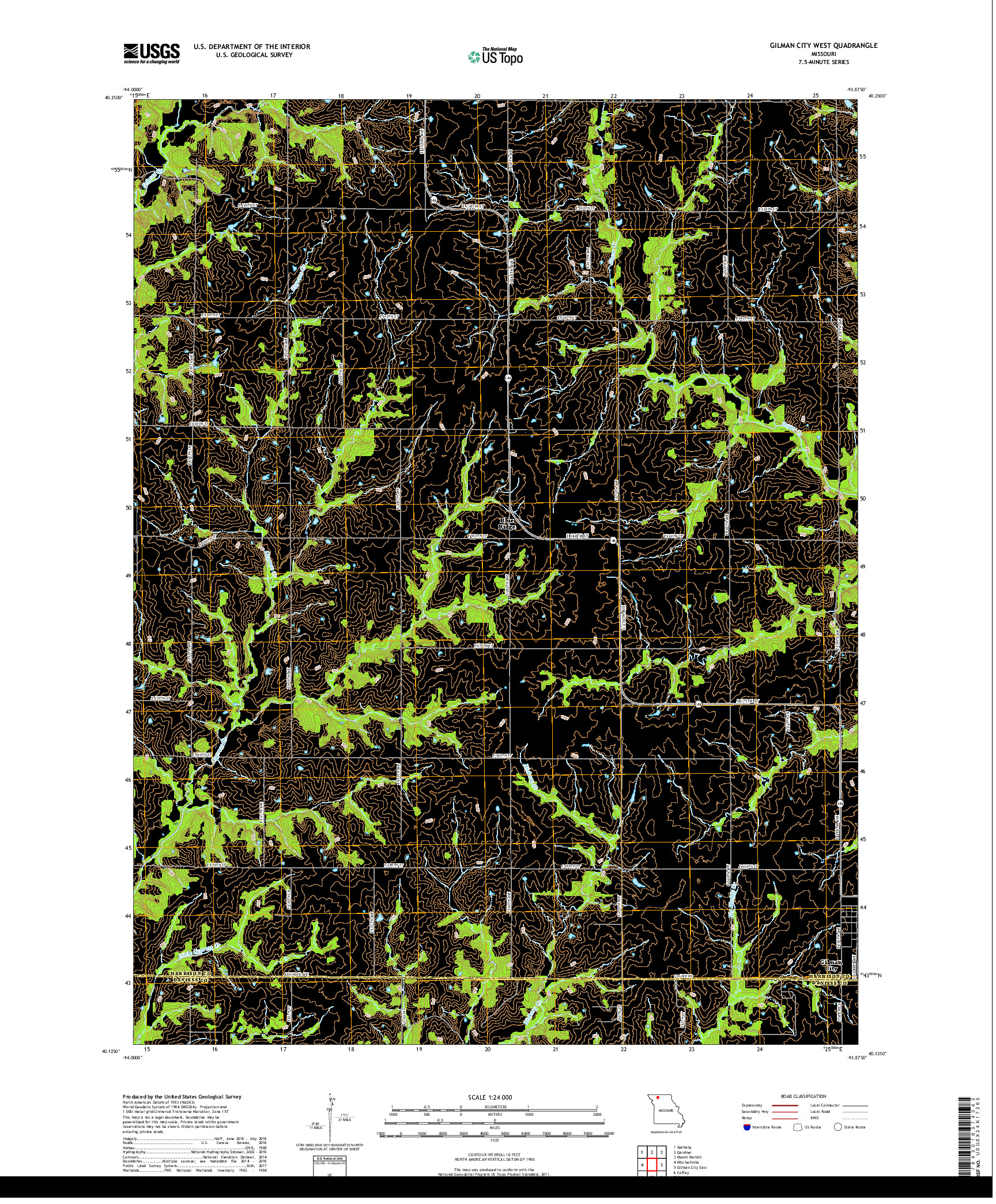 USGS US TOPO 7.5-MINUTE MAP FOR GILMAN CITY WEST, MO 2017