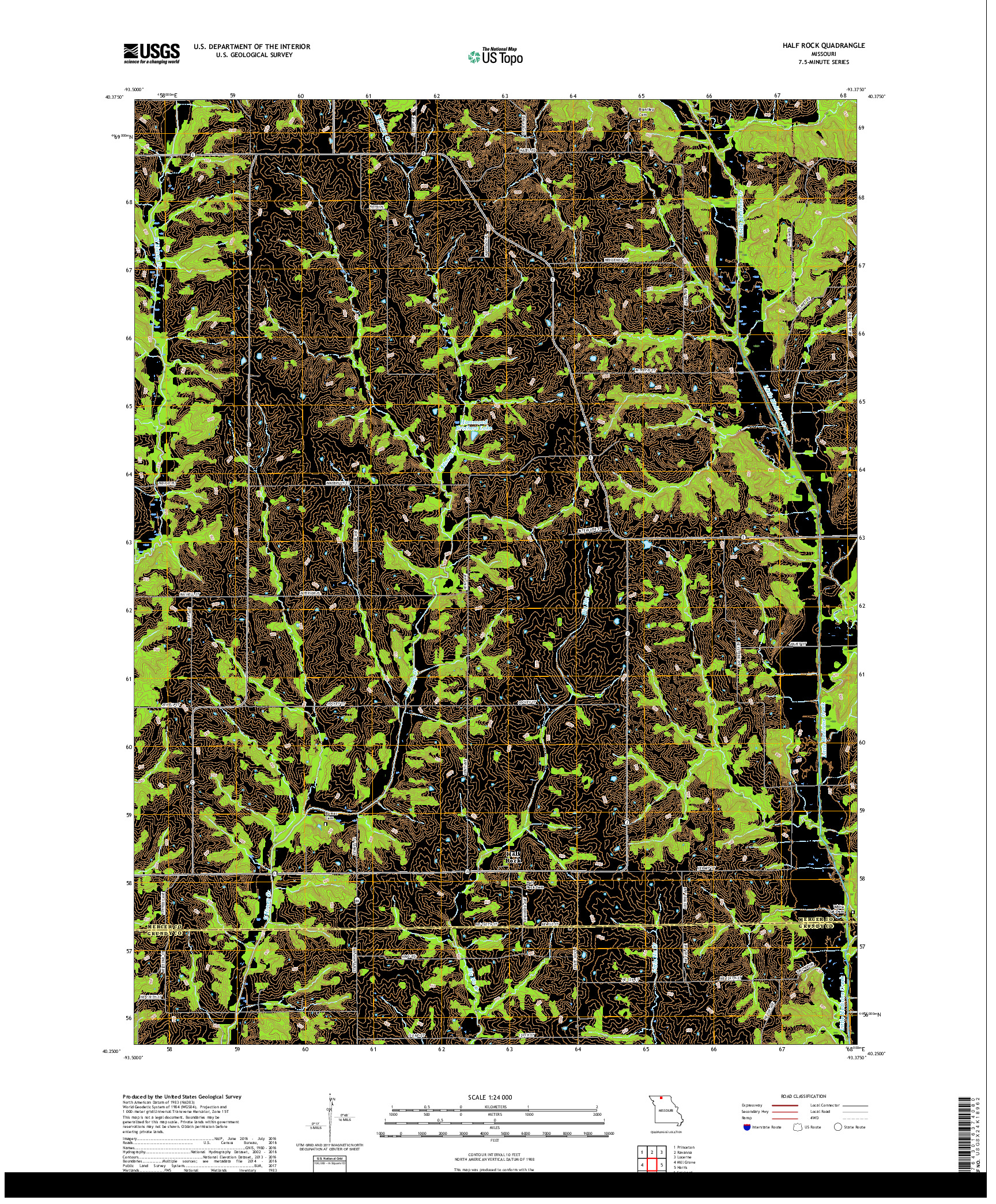 USGS US TOPO 7.5-MINUTE MAP FOR HALF ROCK, MO 2017